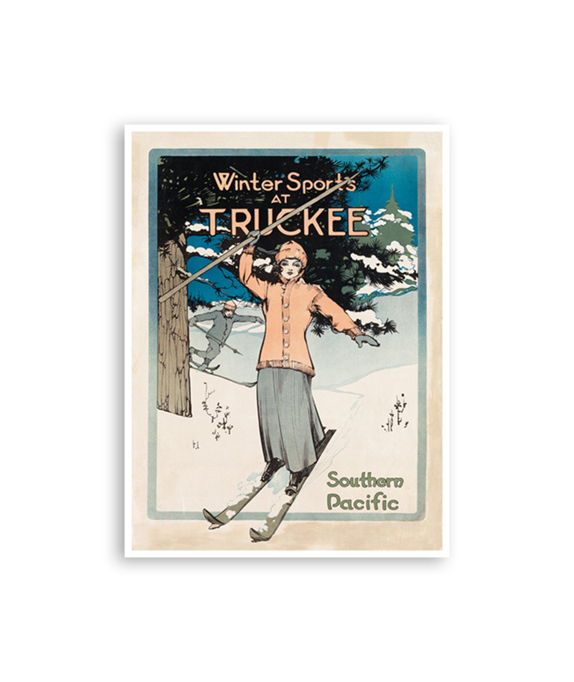 Truckee Art Outdoors Poster Skiing Nature Print (H846)