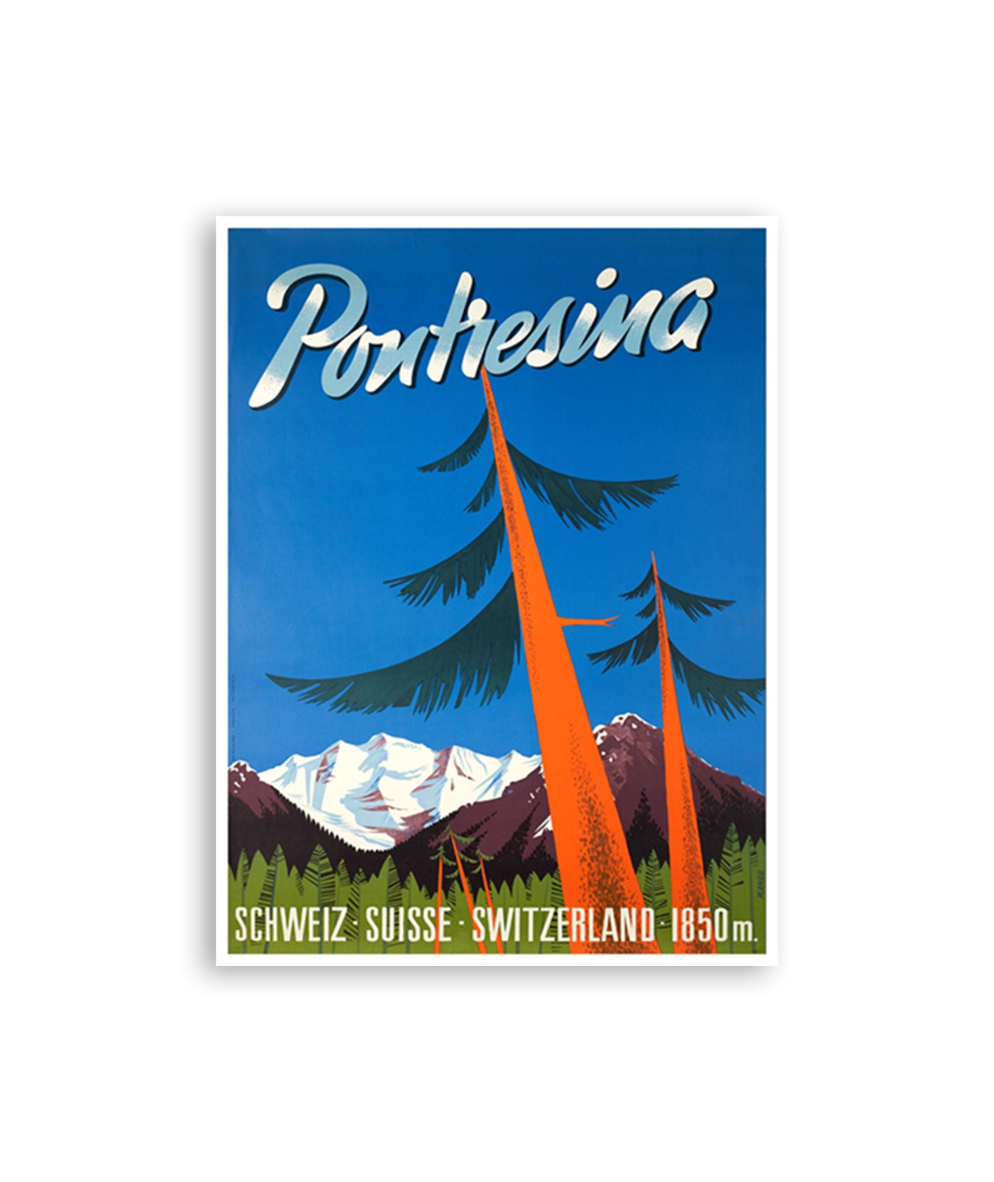Pontresina Switzerland Art Print Swiss Home Decor Travel Poster (XR3027)