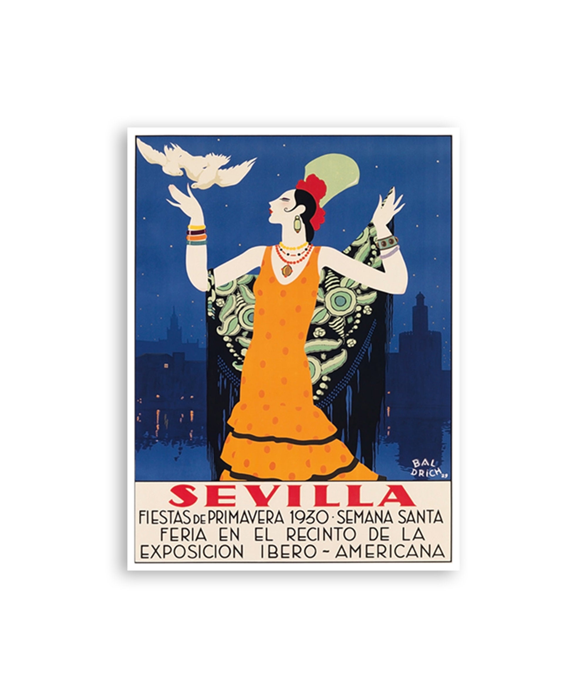 Seville Wall Art Spain Travel Decor Spanish Poster Retro Print (XR1611)