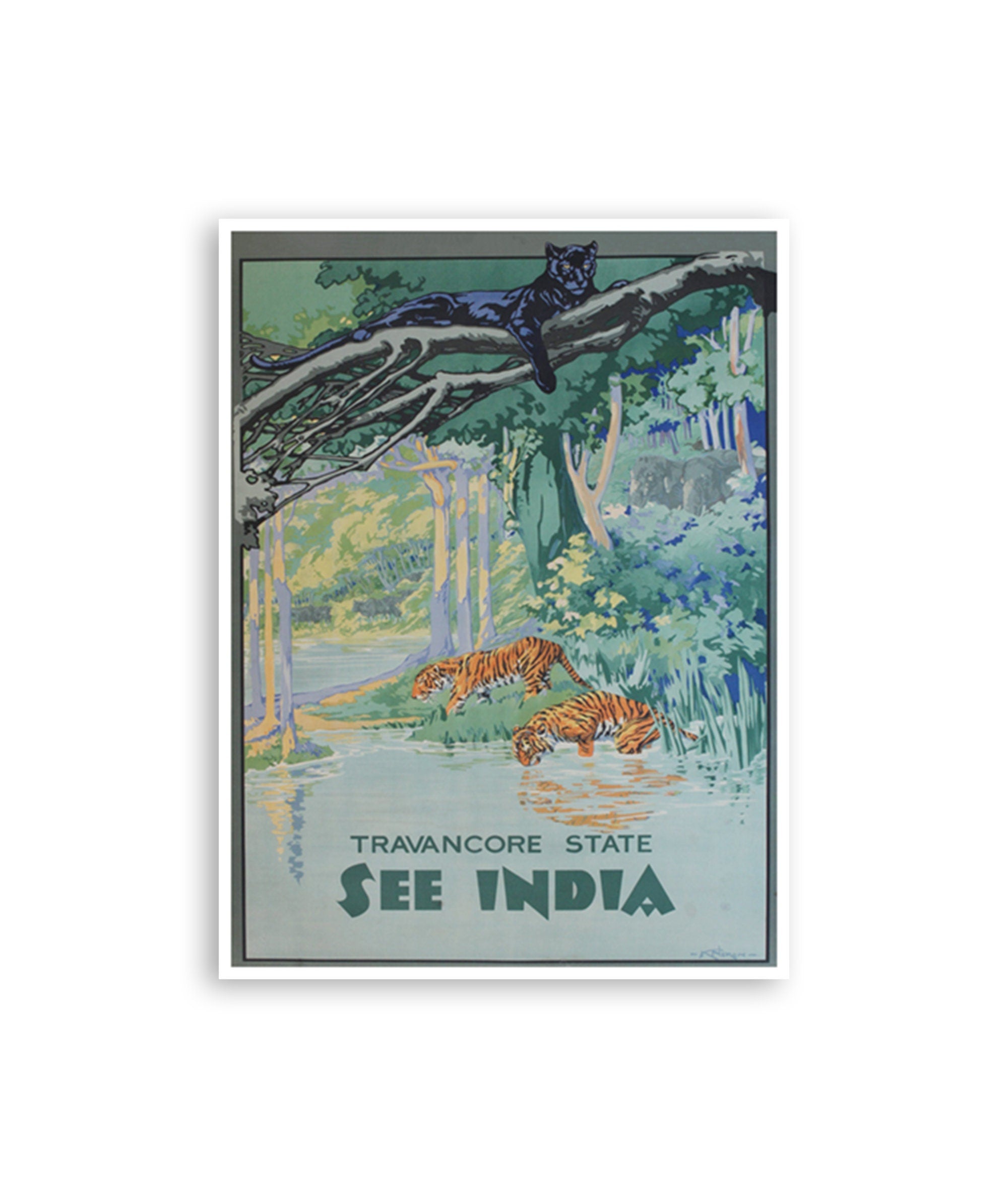 India Wall Art Travancore State Travel Poster Home Decor Retro Print (XR2960)