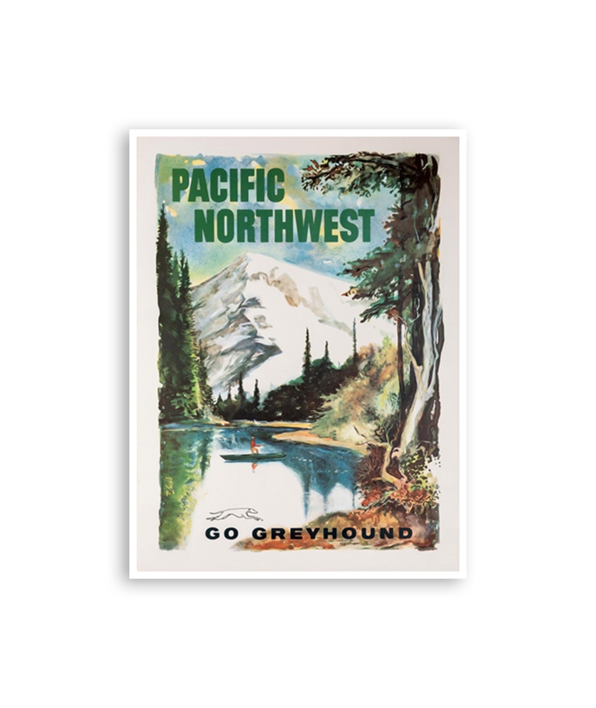 Pacific Northwest Poster Fishing Wall Art Oregon Washington Print (H875)
