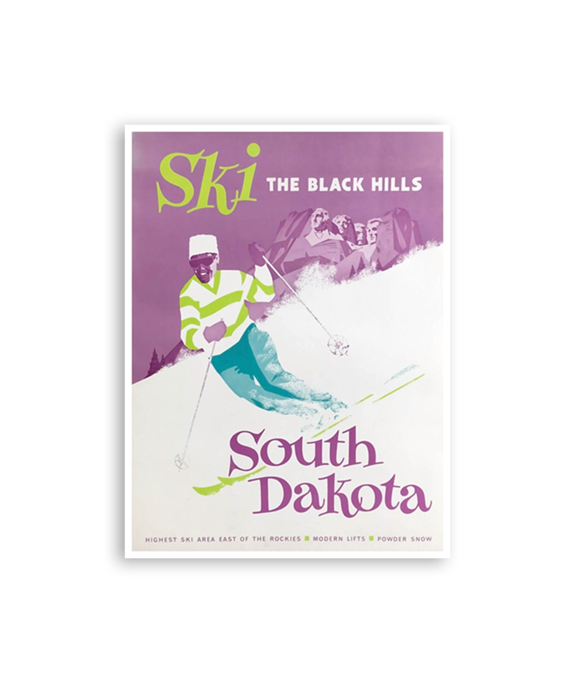 The Black Hills Ski Poster South Dakota Skiing Decor Art Print (H883)