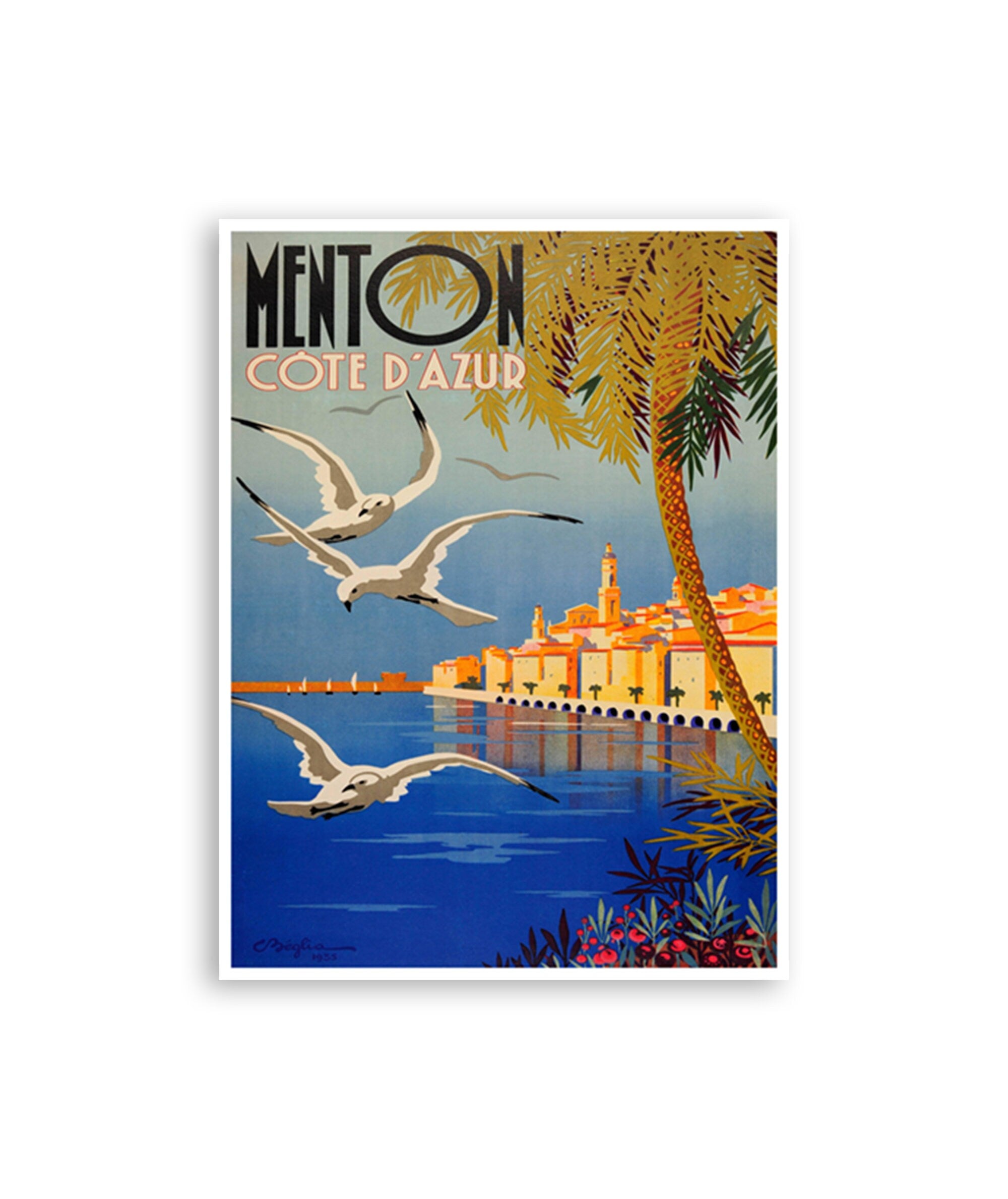 Menton France Art French Riviera Travel Poster Art Print French Vintage Home Decor (XR3117)
