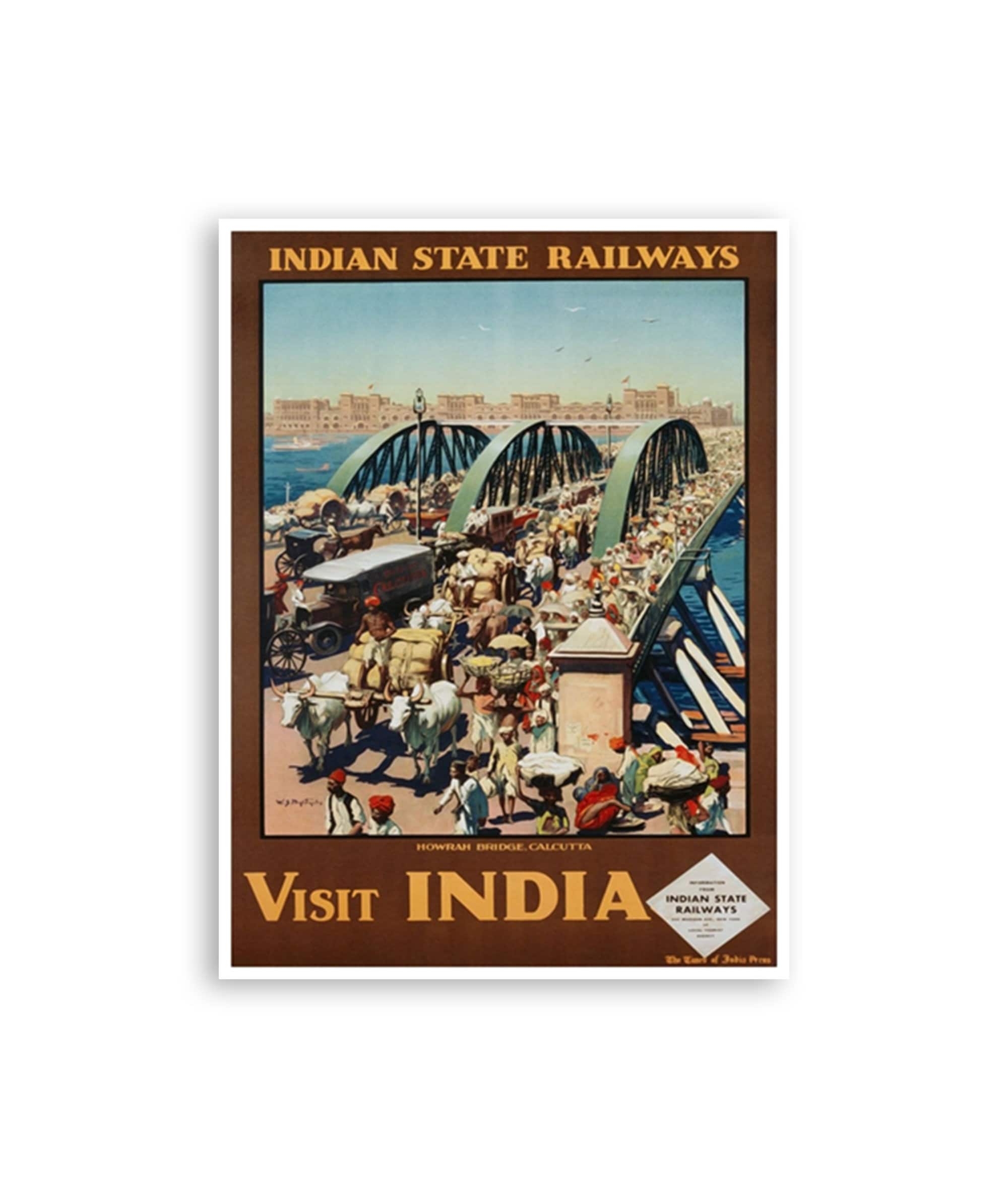 Art India Calcutta Poster Vintage Travel Print Wall Decor (ZT401)