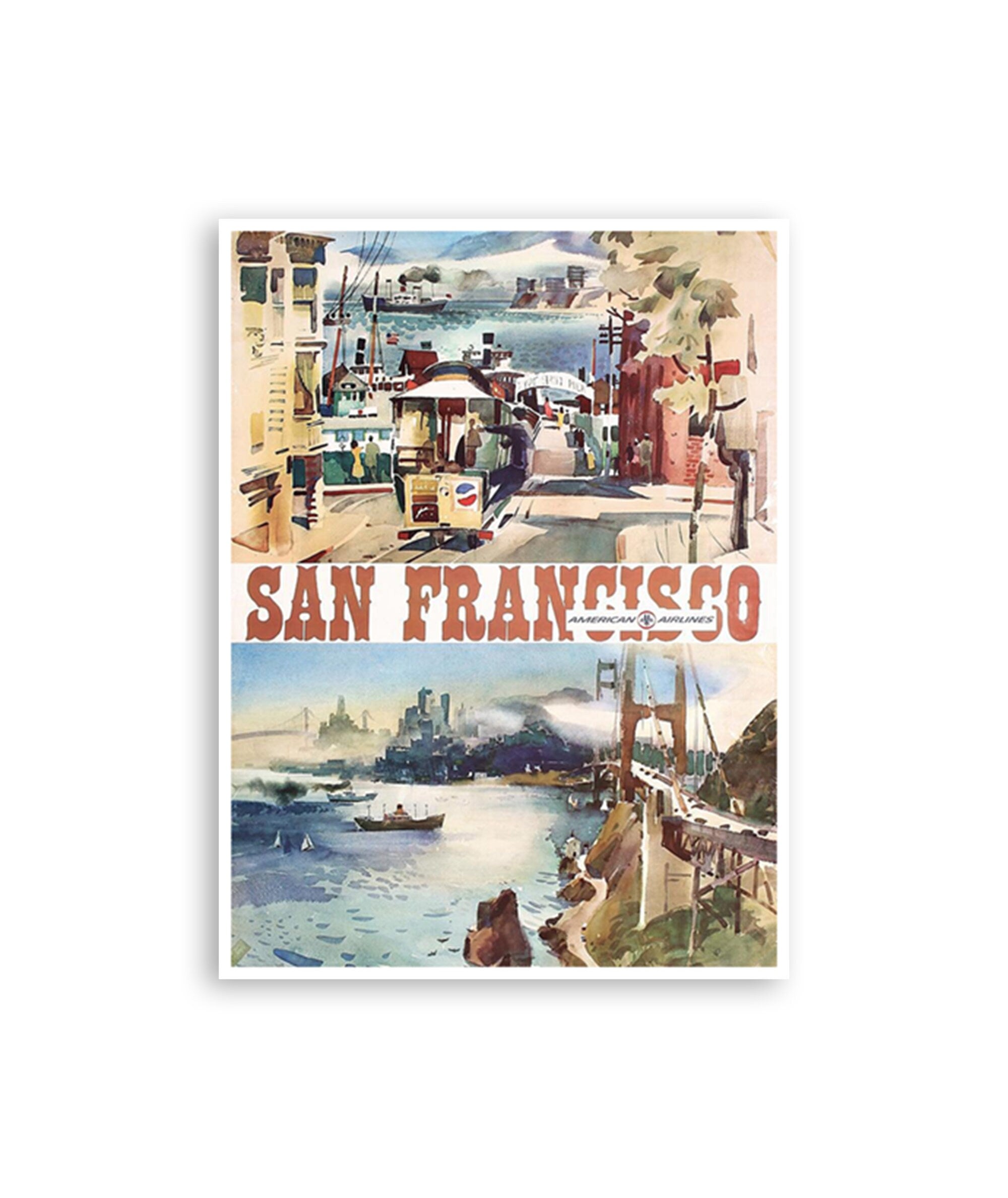 San Francisco Print Travel Poster California Art (H1001)