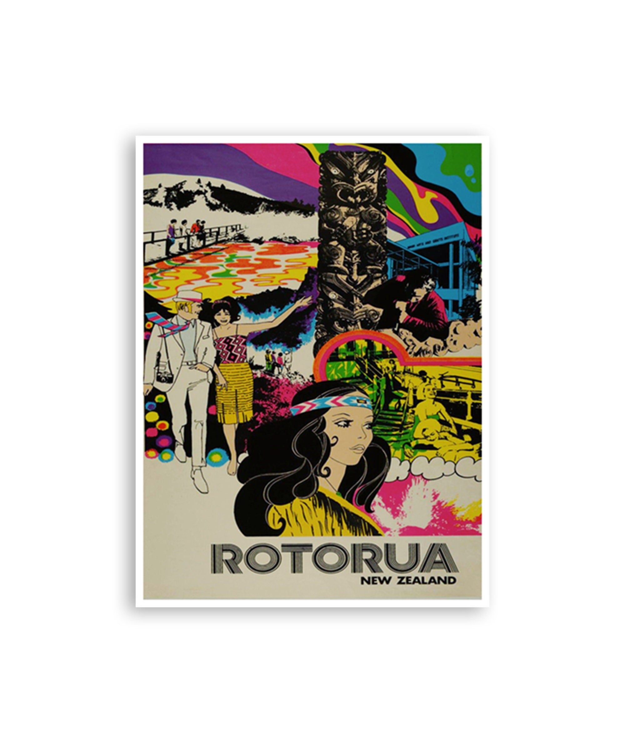 Rotorua Wall Art New Zealand Travel Poster Retro Print (H999)