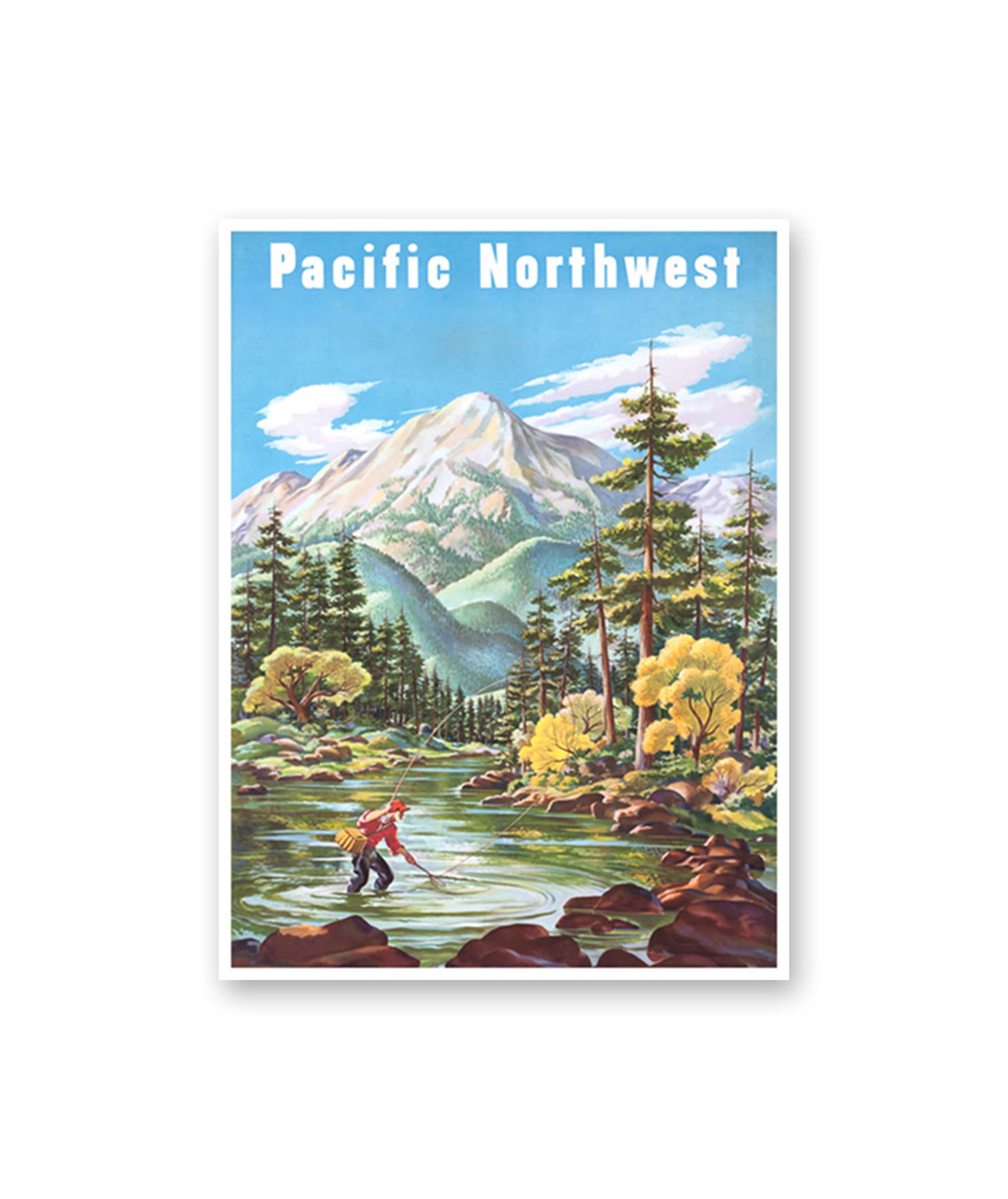 Pacific Northwest Art Poster Fishing Oregon Washington Print (H996)