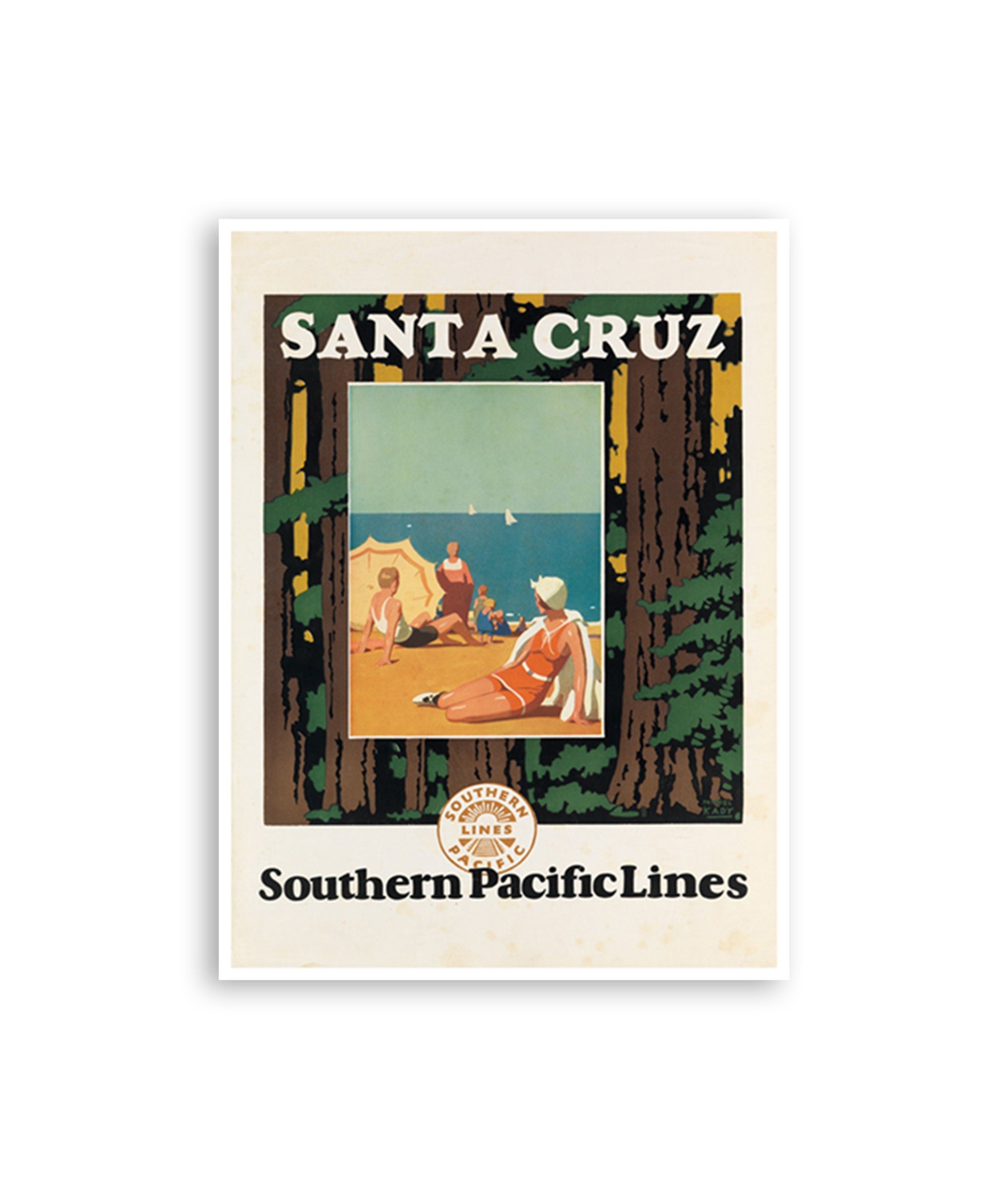 Santa Cruz Art Travel Poster California Retro Print (H1059)