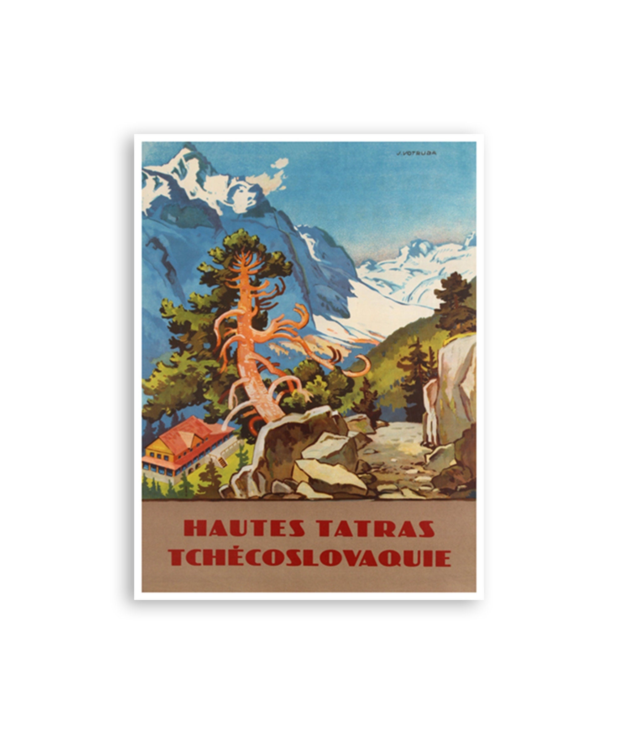 High Tatras Art Vintage Ski Poster Slovakia Travel Art Print (H1061)