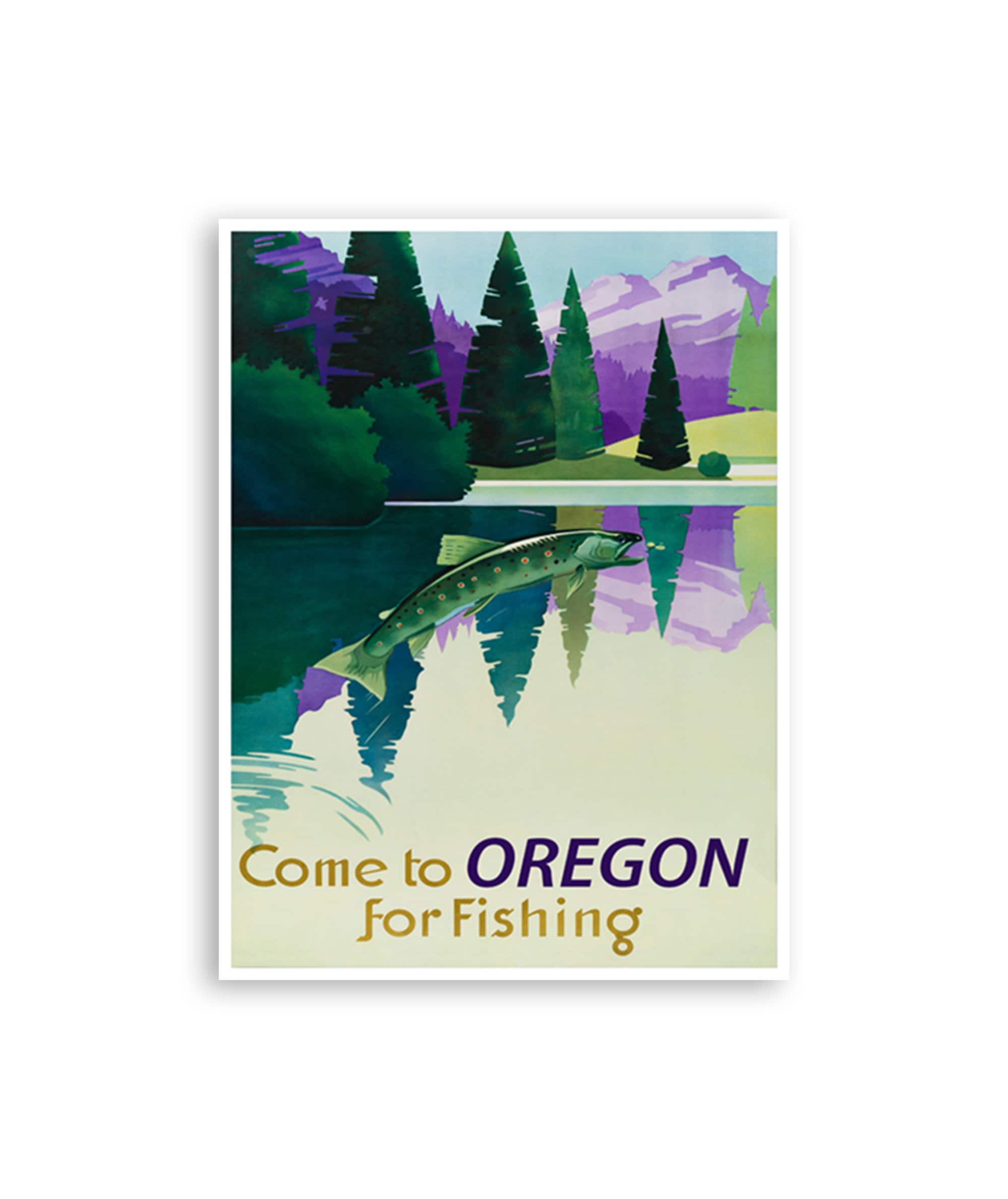 Oregon Fishing Art Angler's Travel Poster Vintage Home Decor (XR3700)