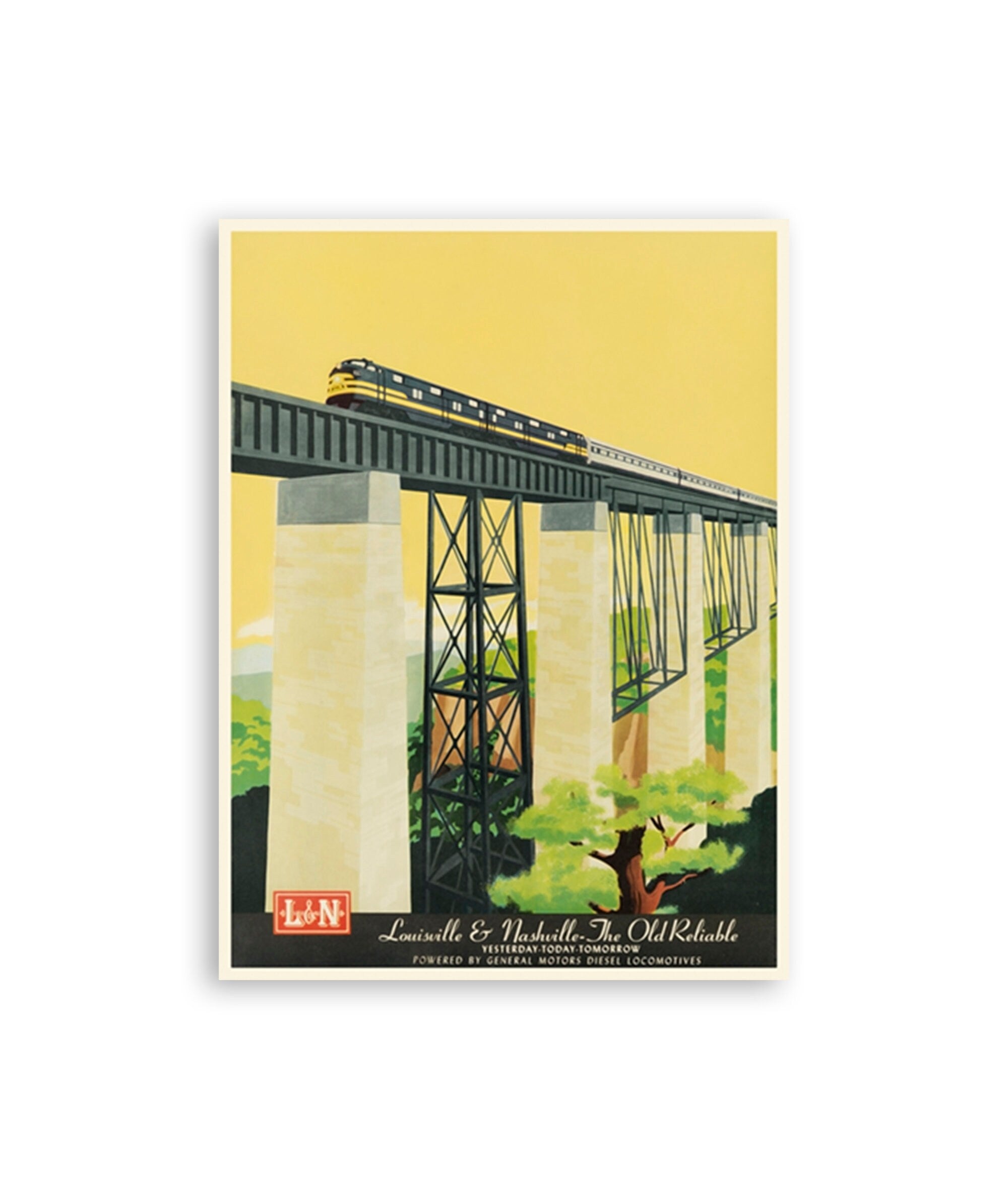 Train Poster Art Locomotive Travel Decor Retro Print (XR1971)