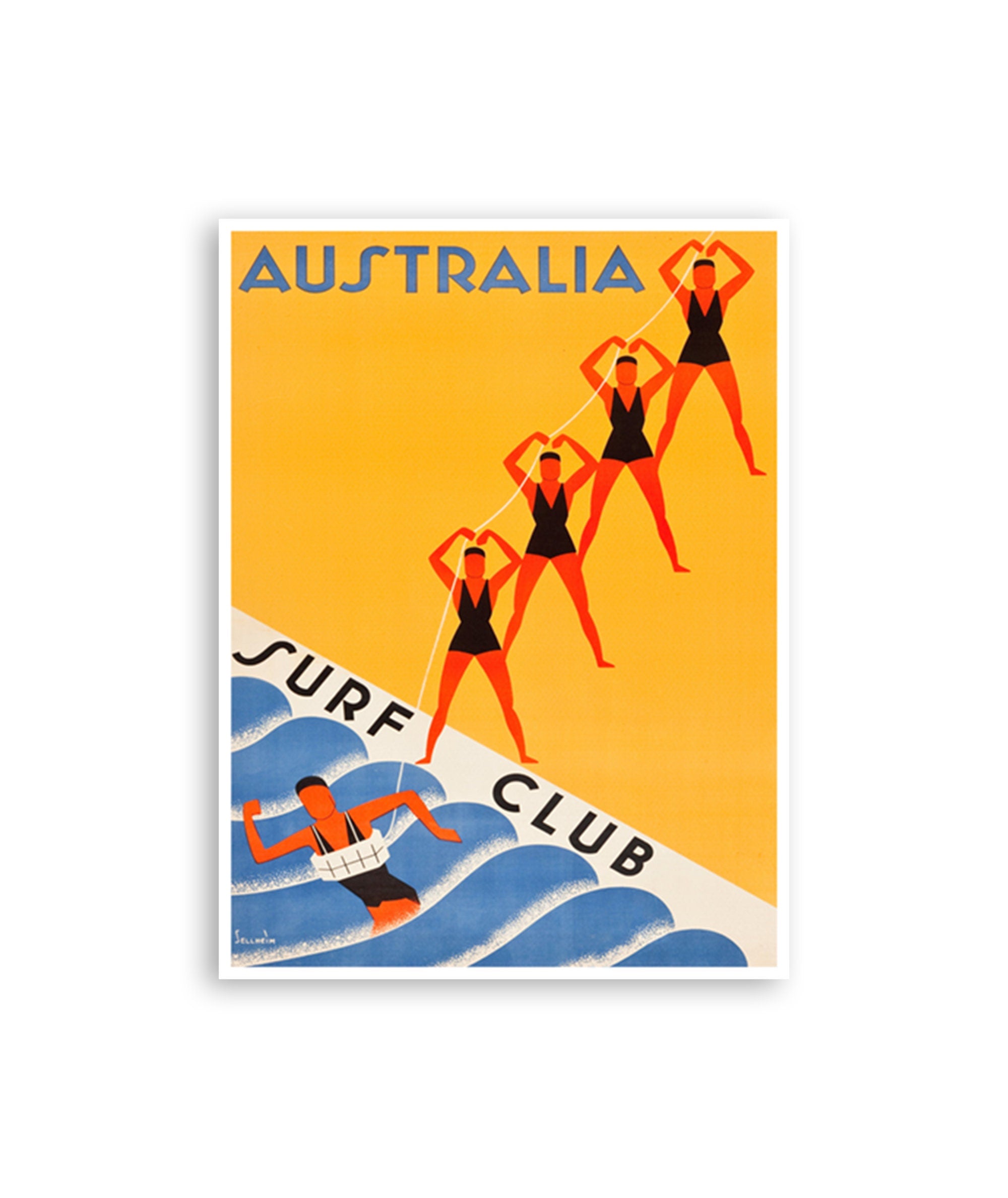 Australia Swimming Art Travel Poster Vintage Sign (XR3764)