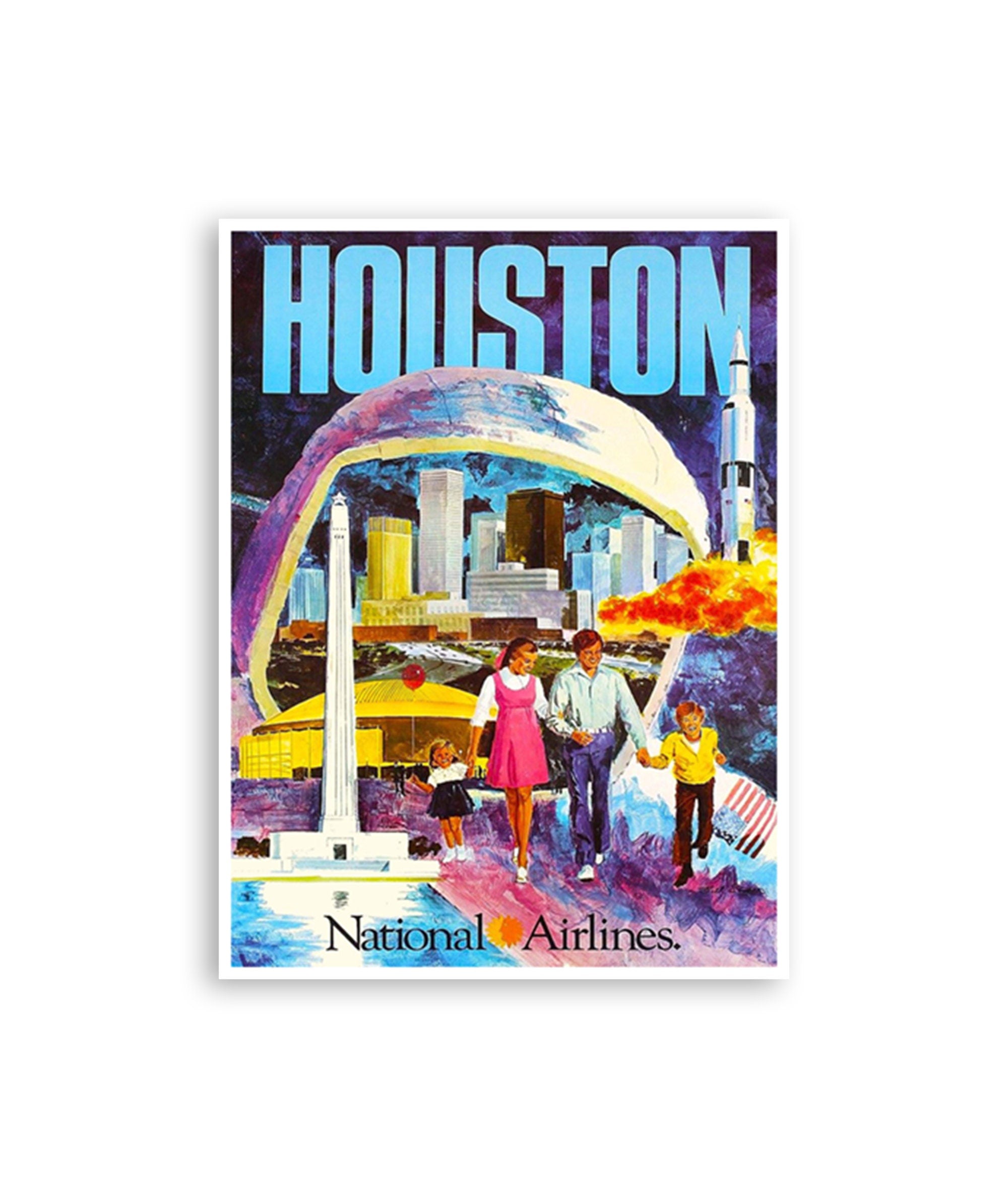 Houston Travel Poster Art Vintage Texas Print (XR3235)