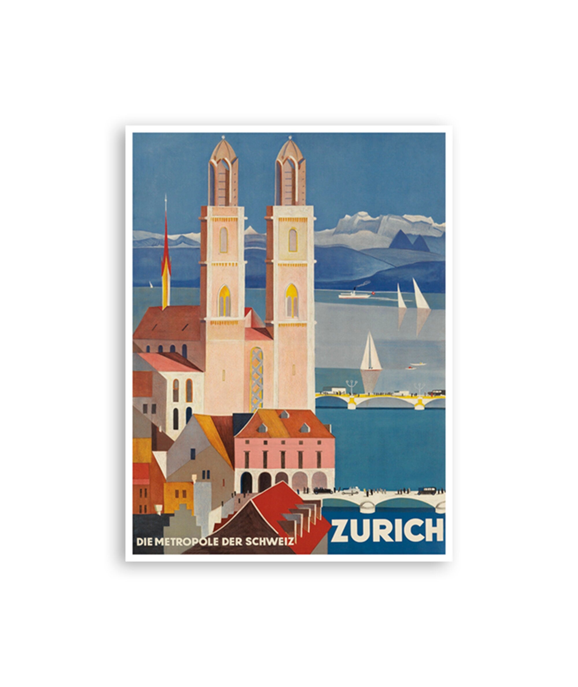 Zurich Wall Art Swiss Travel Poster Switzerland (H1130)