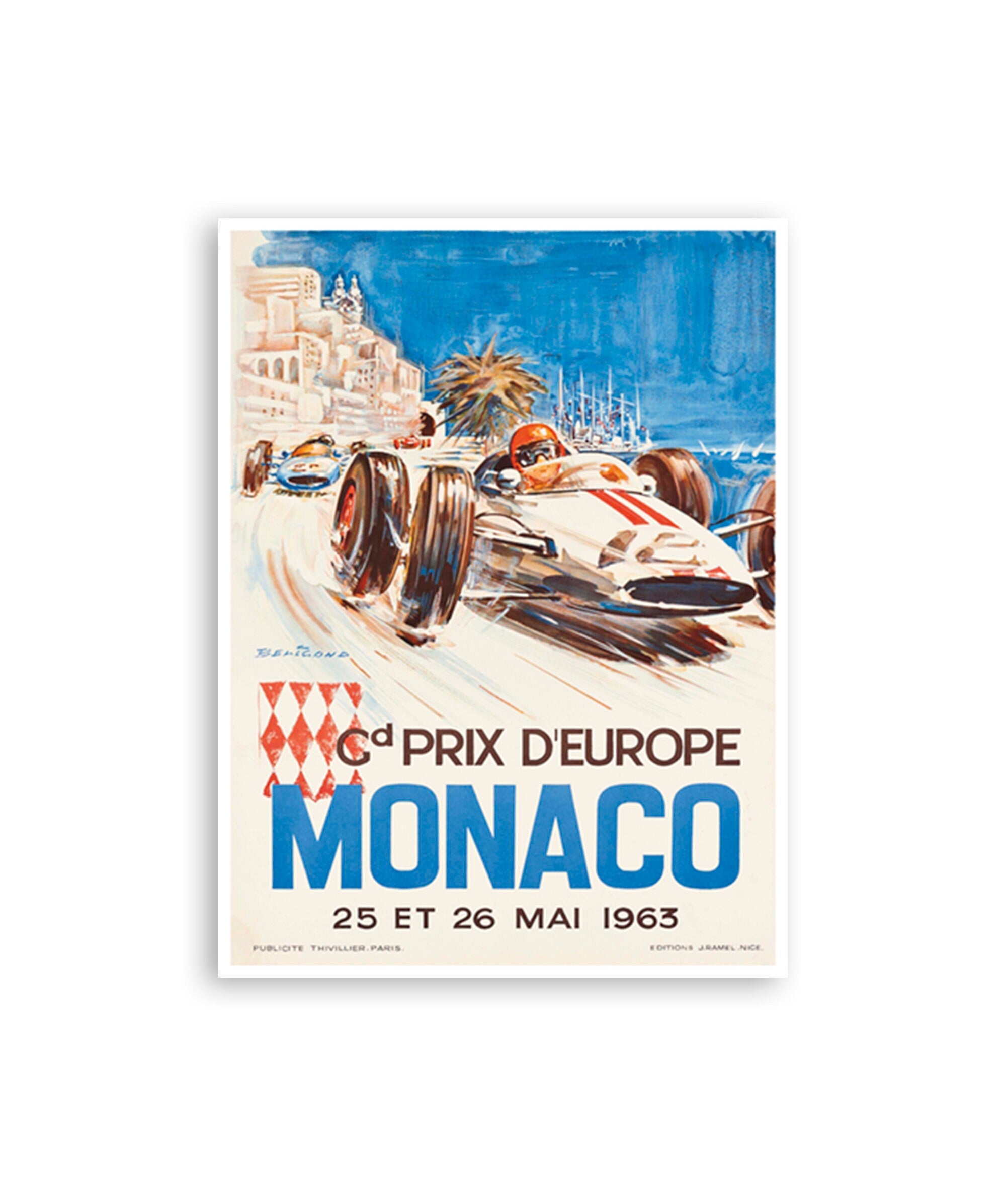 Monaco Racing Poster Race Car Art Retro Print (XR3855)