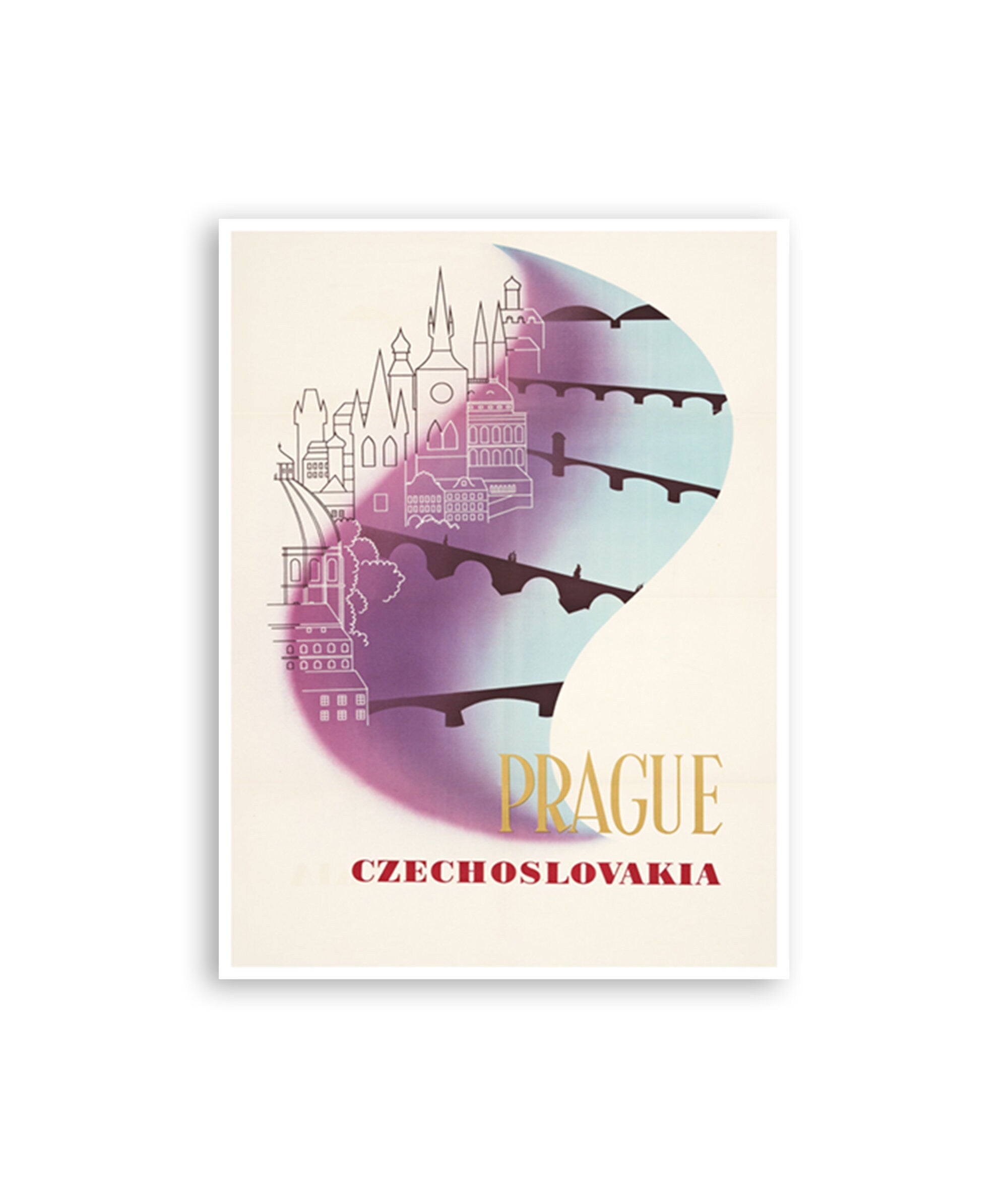 Prague Wall Art Czech Travel Poster Retro Print (XR3903)