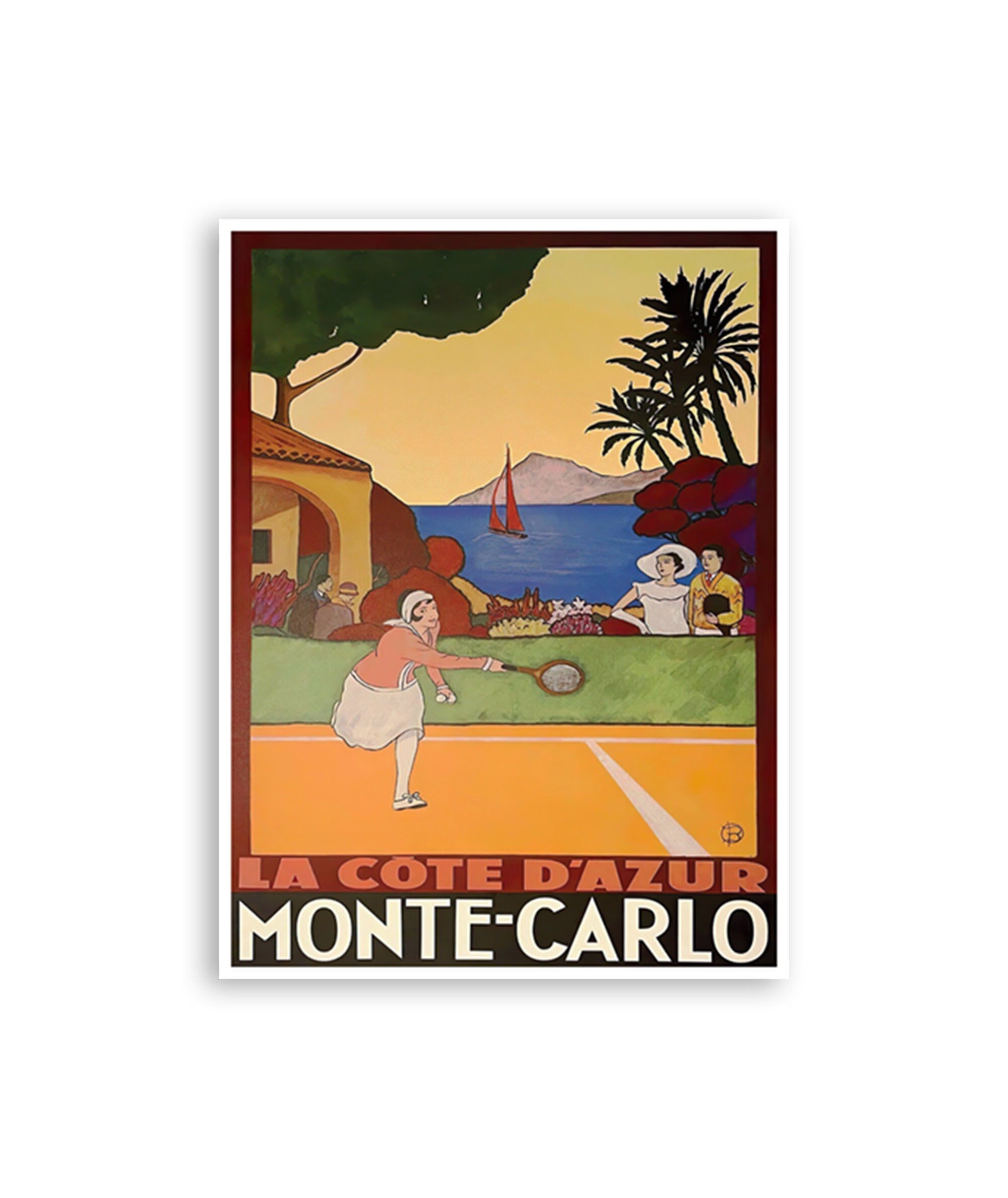 French Riviera Art Travel Poster French Tennis Vintage Print (XR4034)