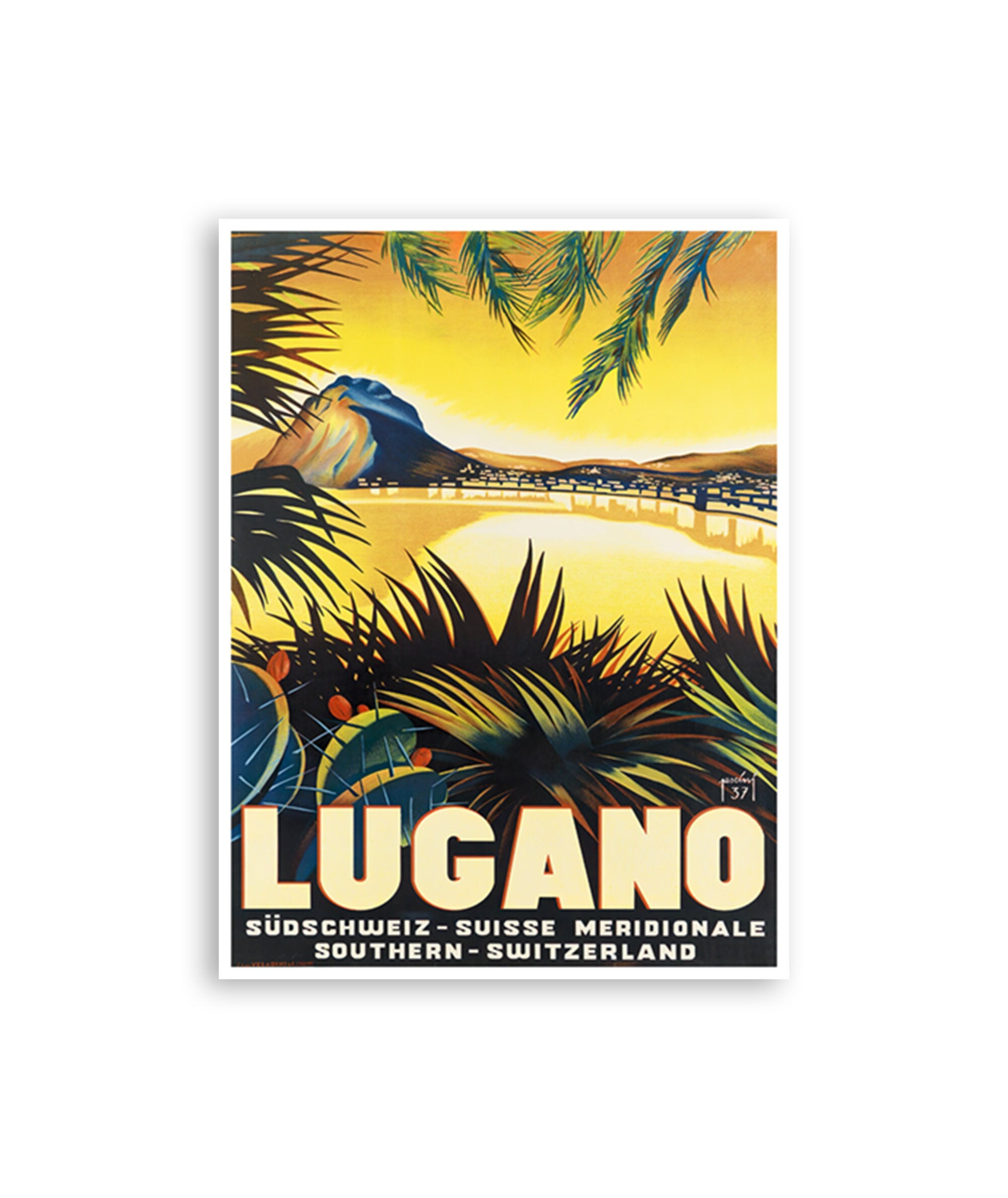 Lugano Switzerland Poster Print Swiss Vintage Travel Art (XR4045)
