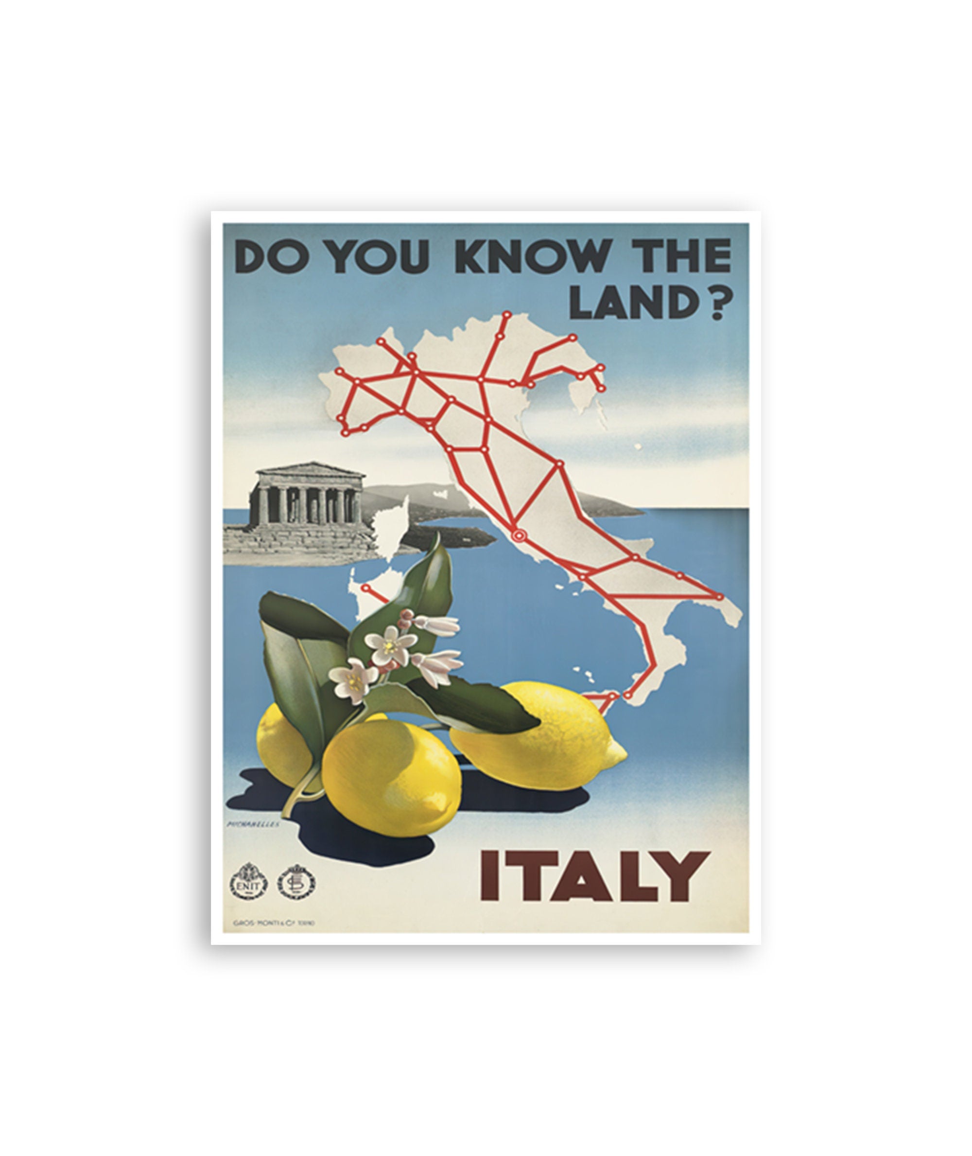 Vintage Art Italy Gift For Italian Travel Poster Print (XR4129)