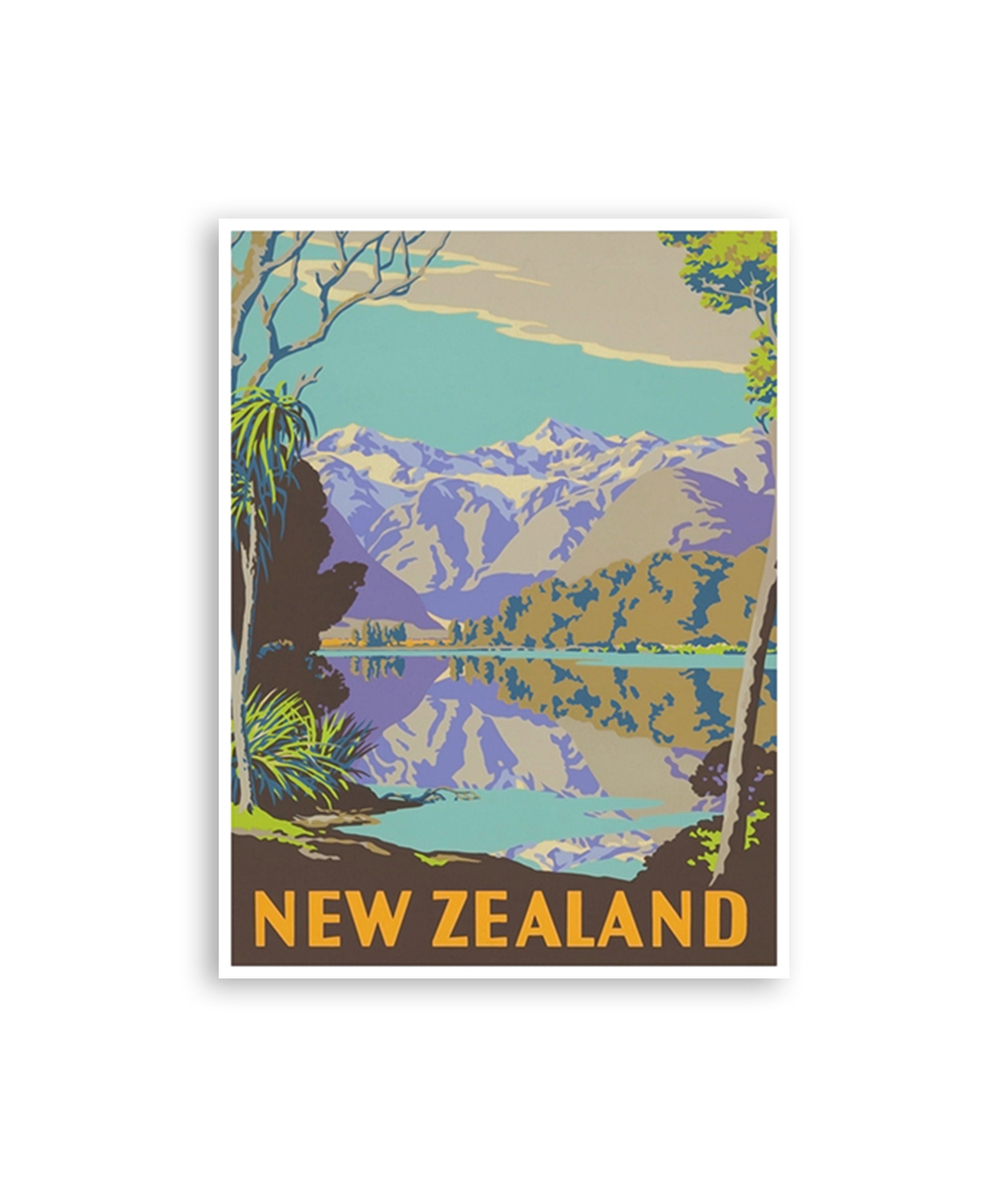 New Zealand Travel Poster Art Print Retro (TR114)