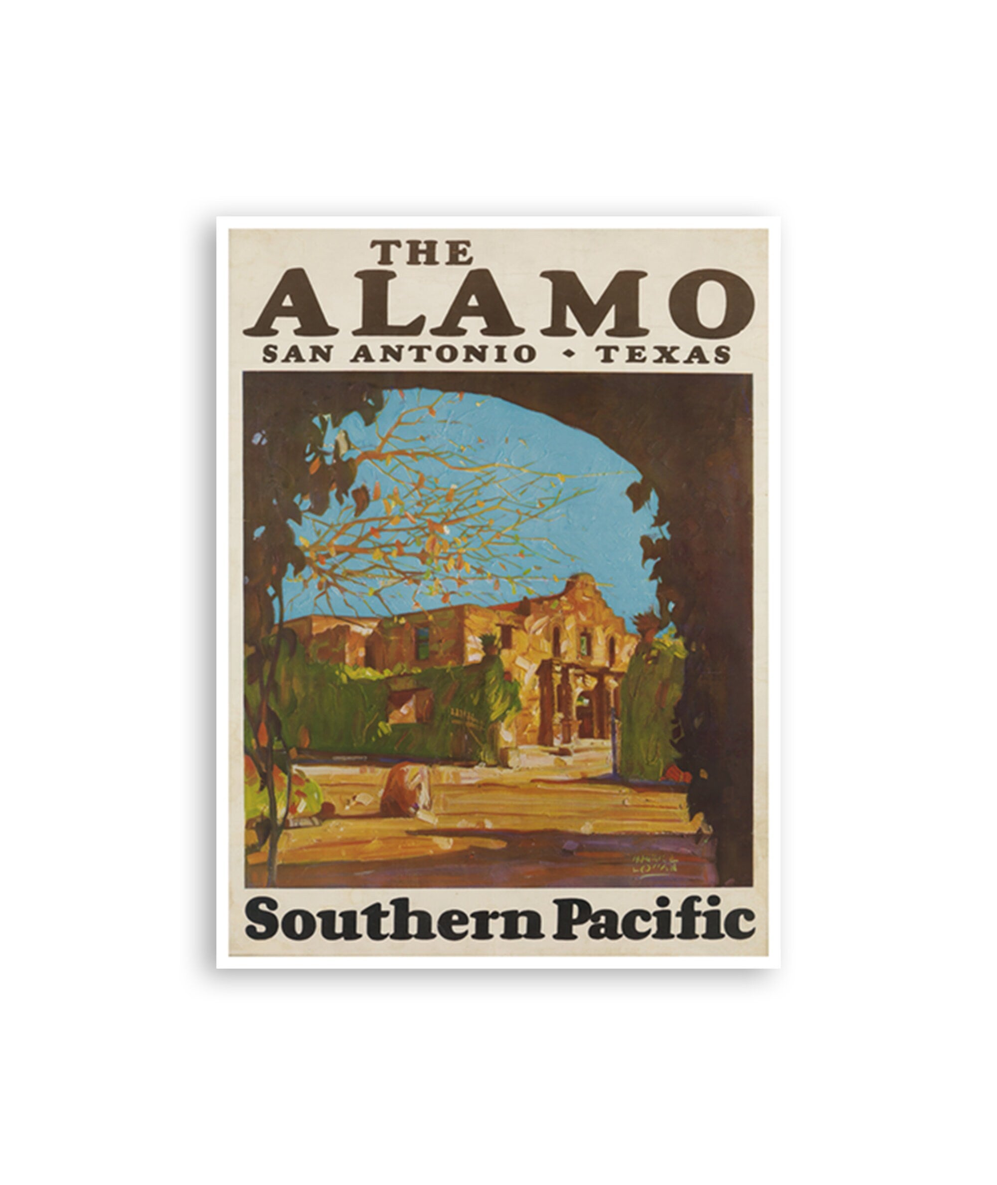San Antonio Art Texas Travel Poster The Alamo Vintage Print (XR4162)