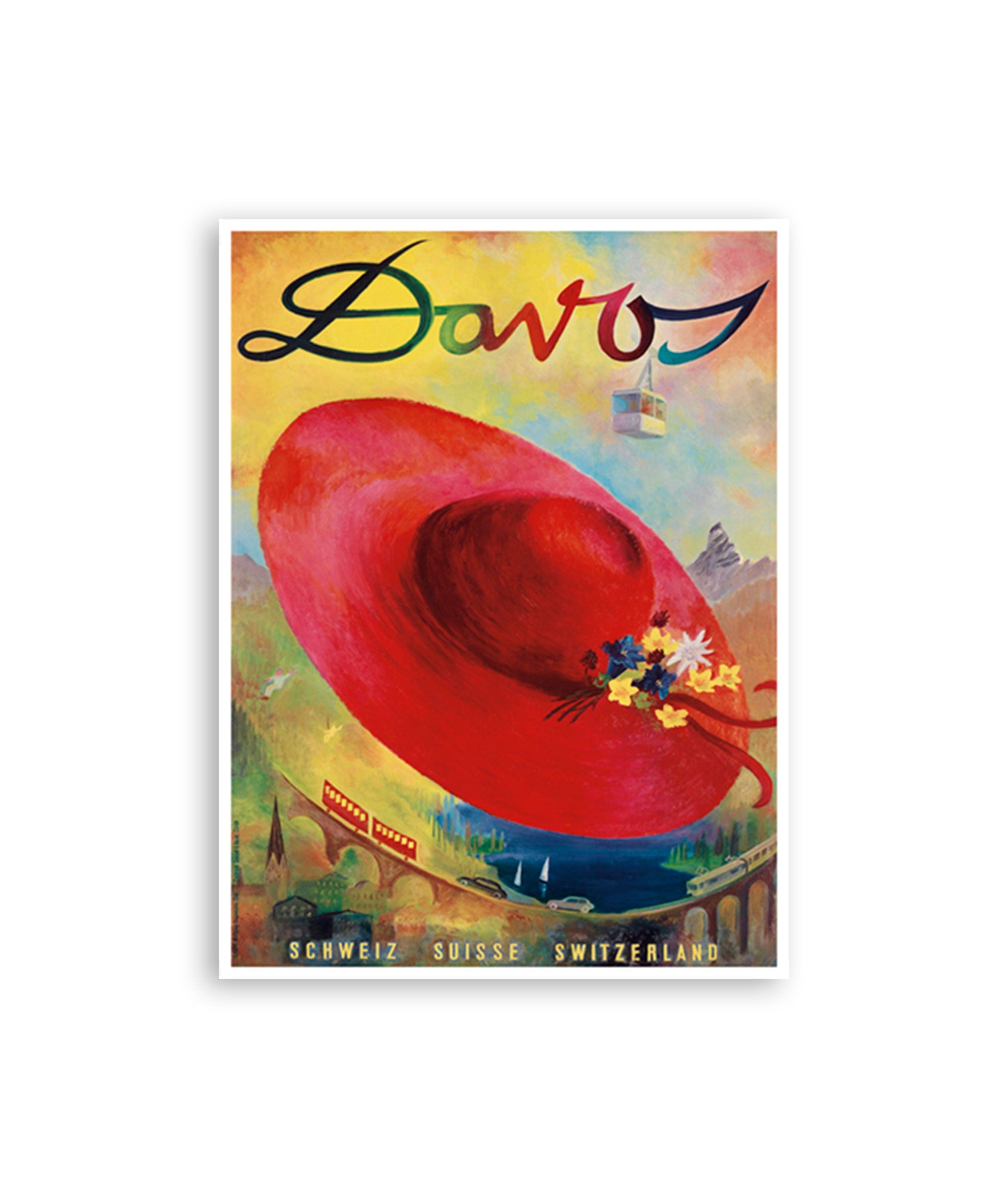 Davos Switzerland Art Poster Swiss Print Vintage Travel Souvenir (XR3596)