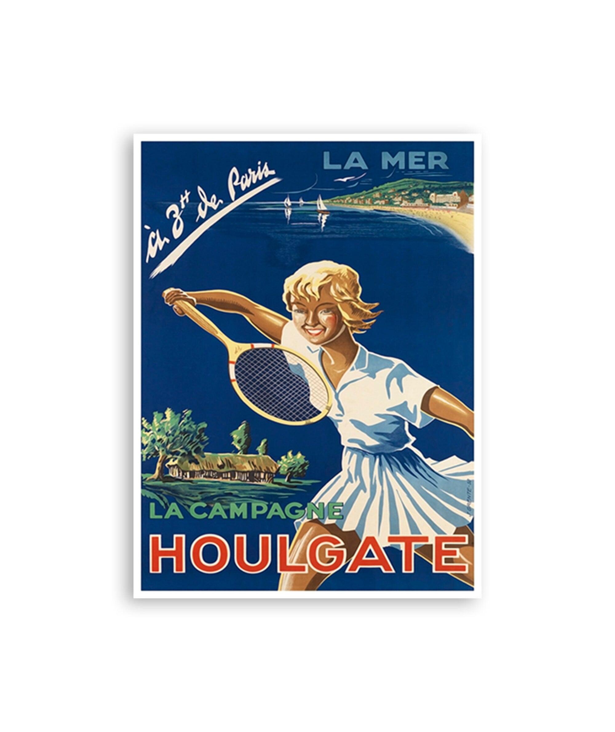 Houlgate France Art Vintage Tennis Poster Print French Gift (H855)