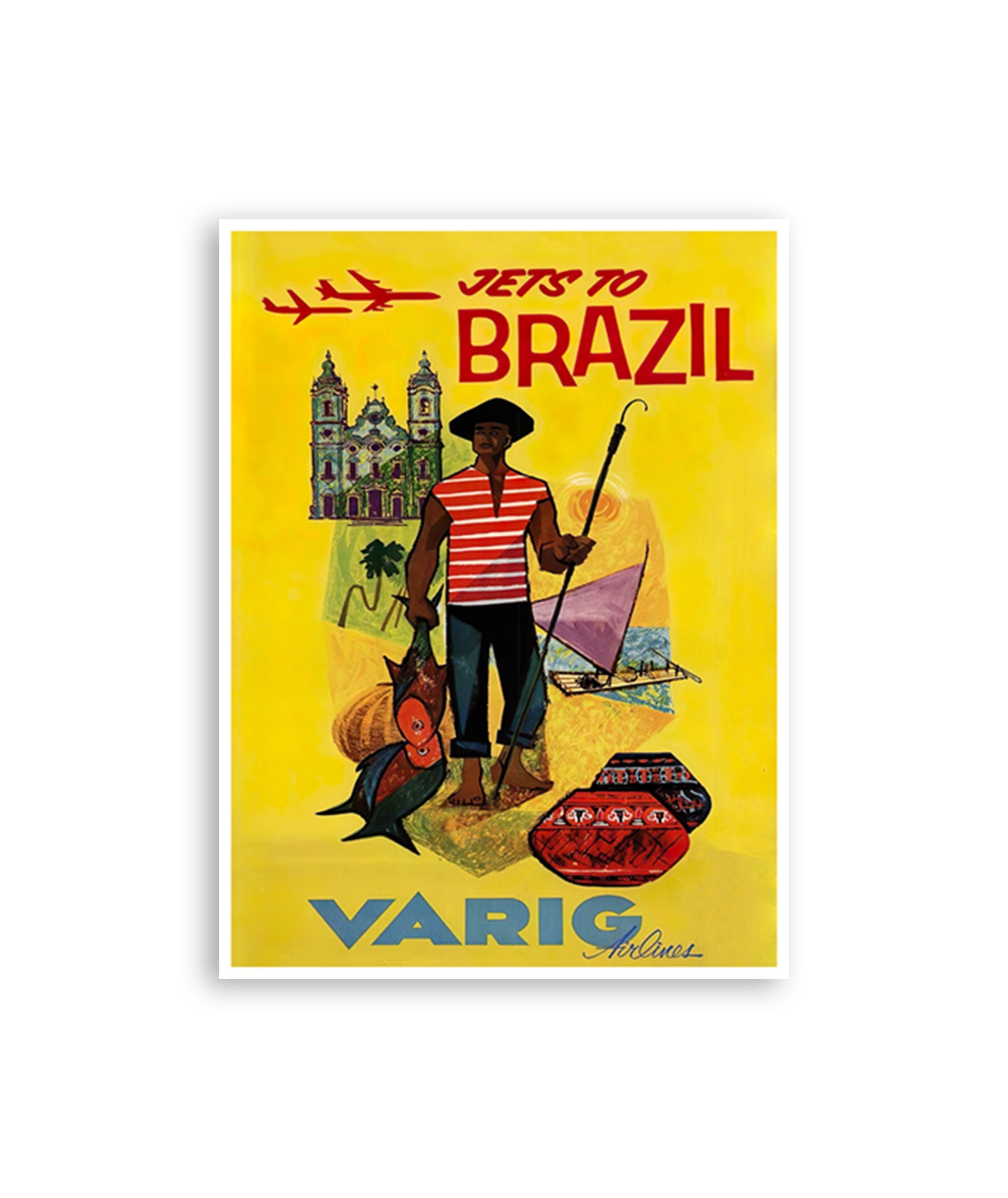 Brazil Wall Print Travel Poster Rio De Janeiro Art (H1248)