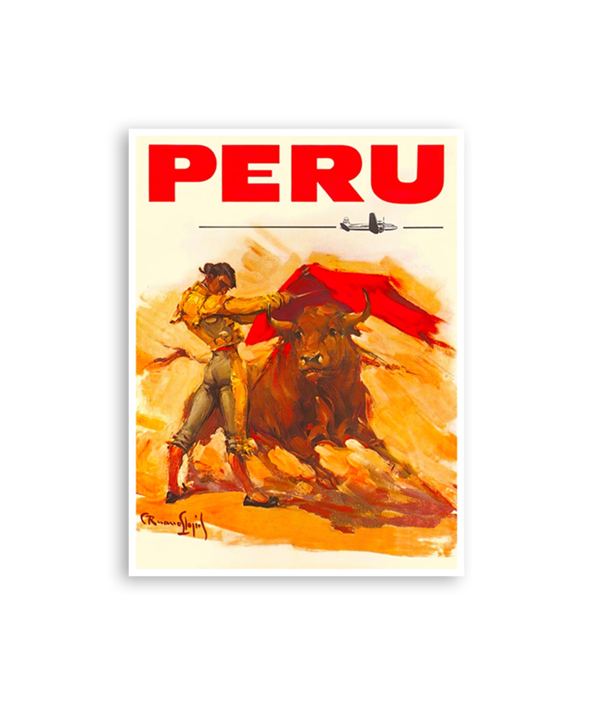 Retro Peru Art Bullfighter Poster Decor Print (H1240)