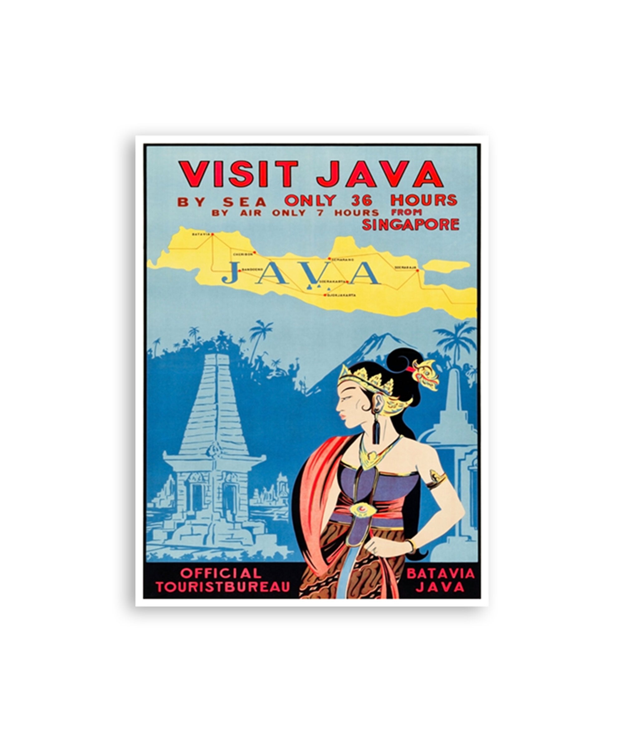 Vintage Java Art Indonesia Print Travel Poster Home Decor (XR1765)