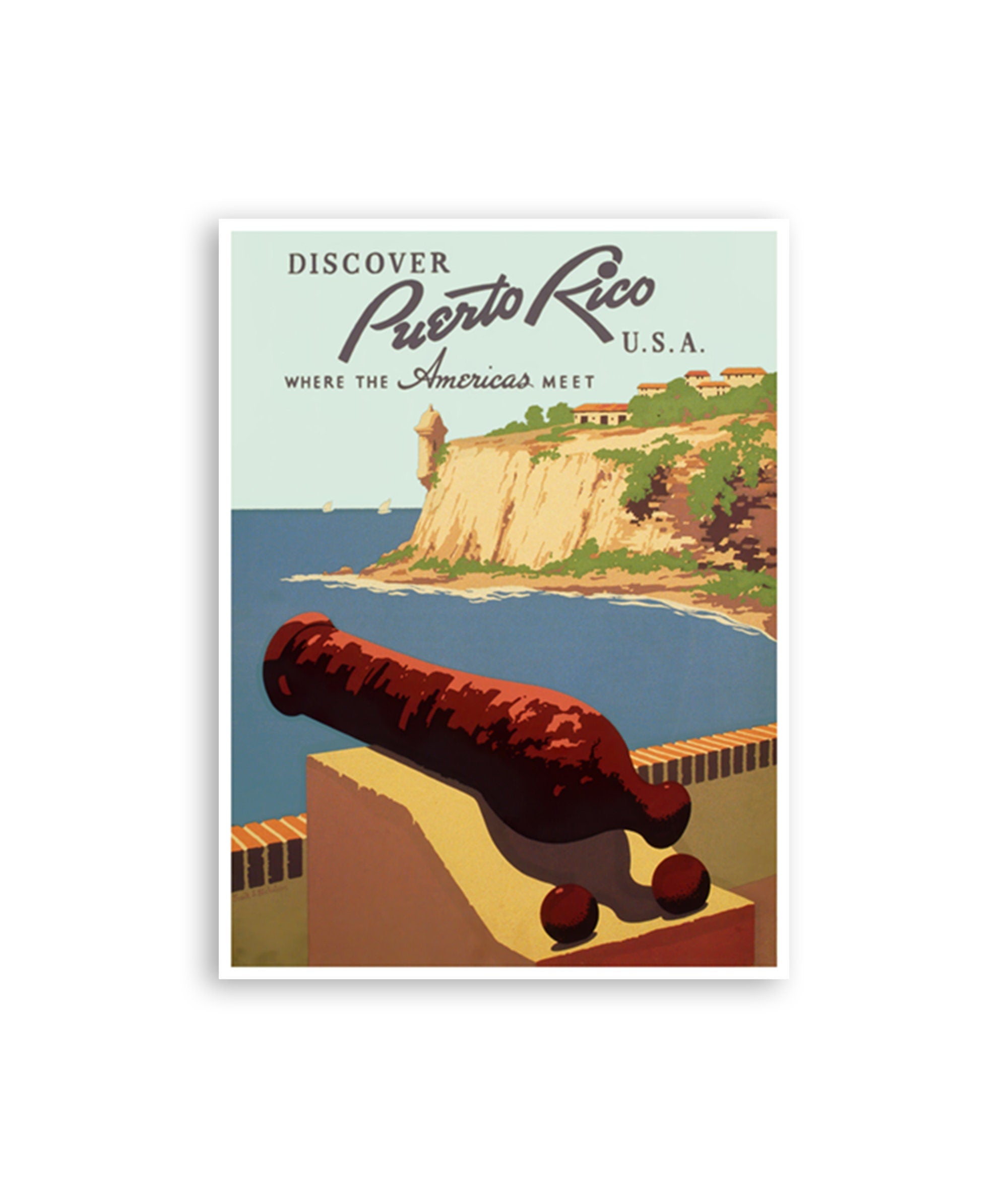 Vintage Puerto Rico Poster Travel Print Puerto Rican Art (H1276)