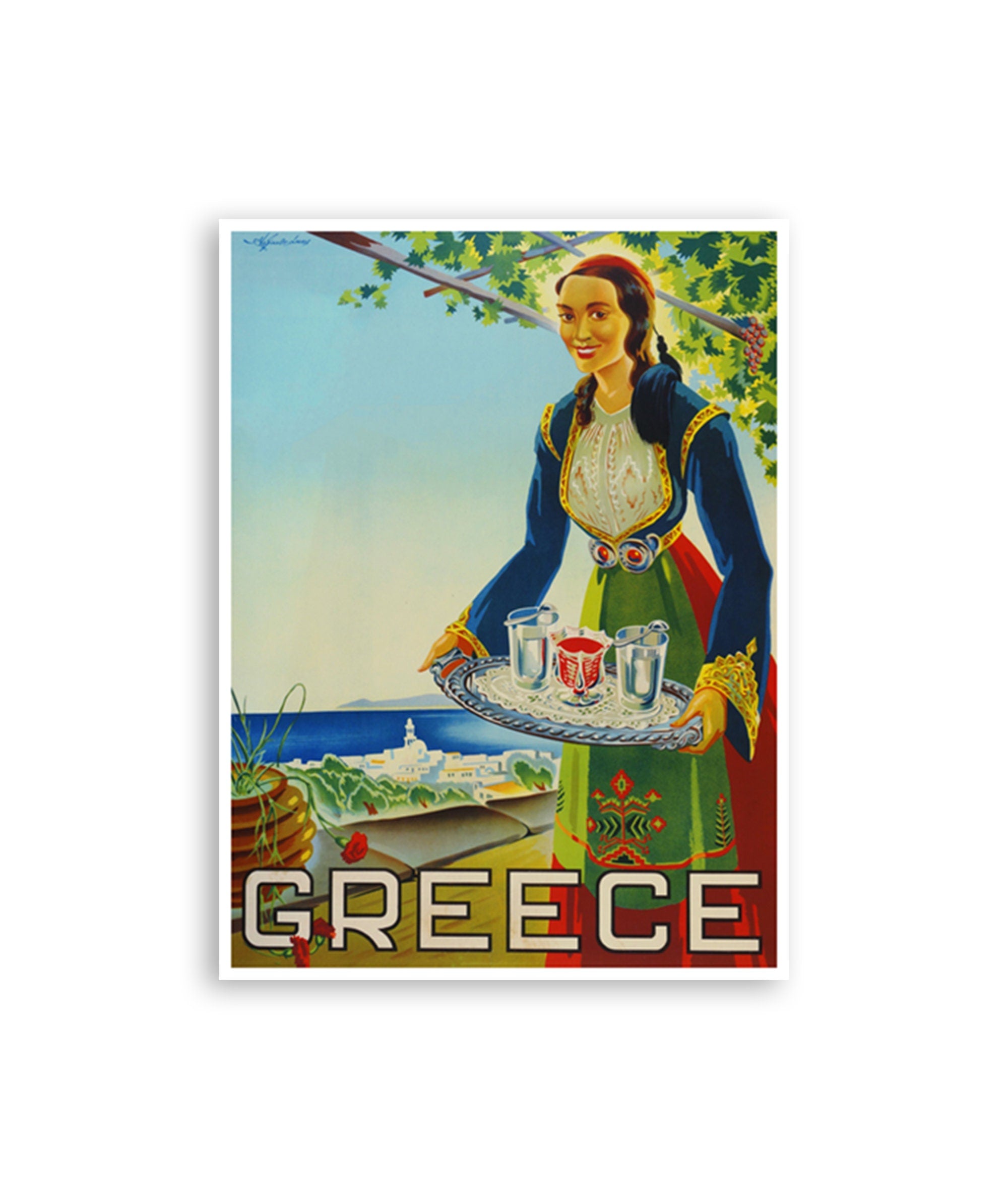 Vintage Greek Art Greece Travel Poster Print Greek Decor (XR3097)
