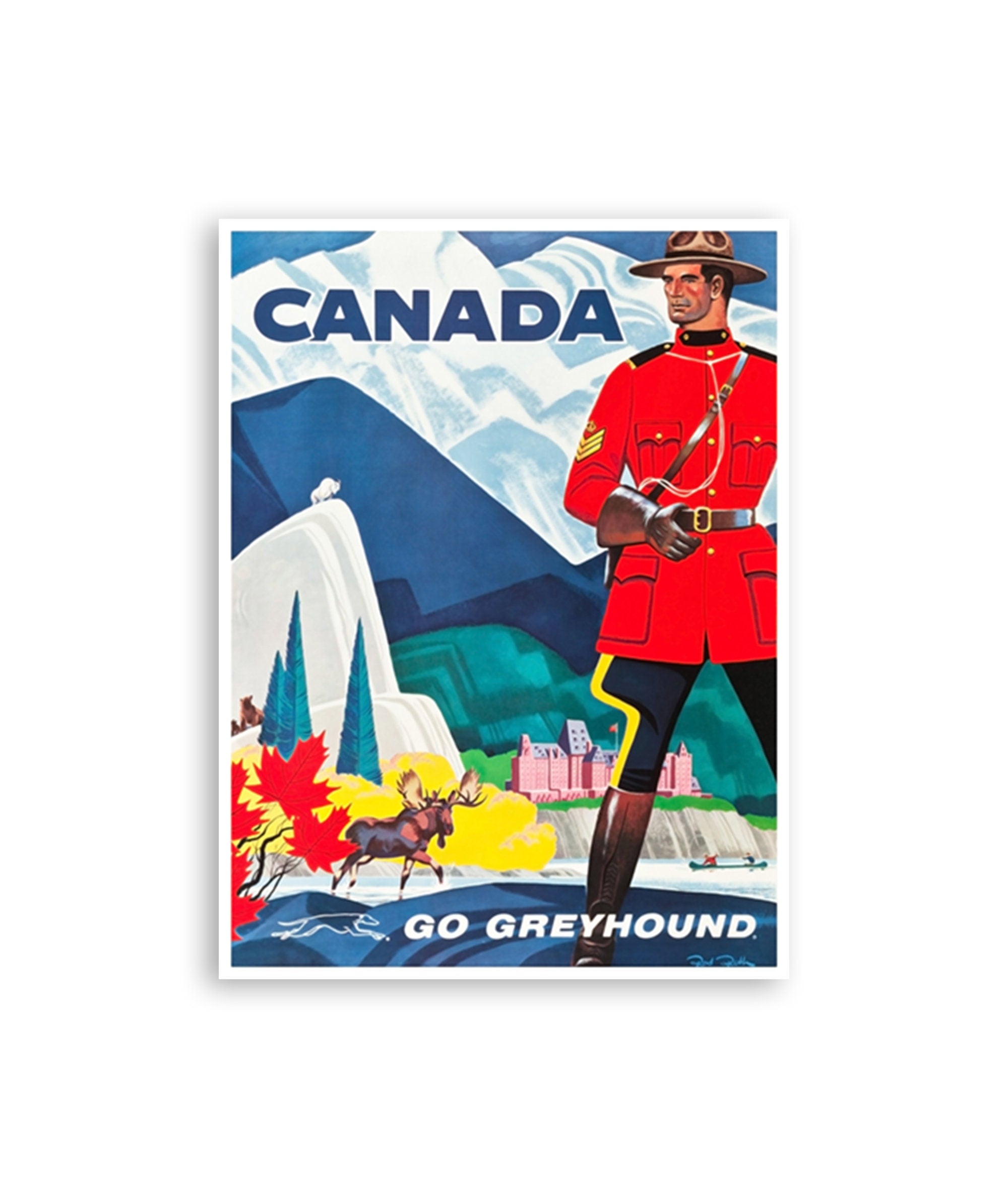 Canada Travel Poster Canadian Wall Art Mountie Gift (ZT540)a