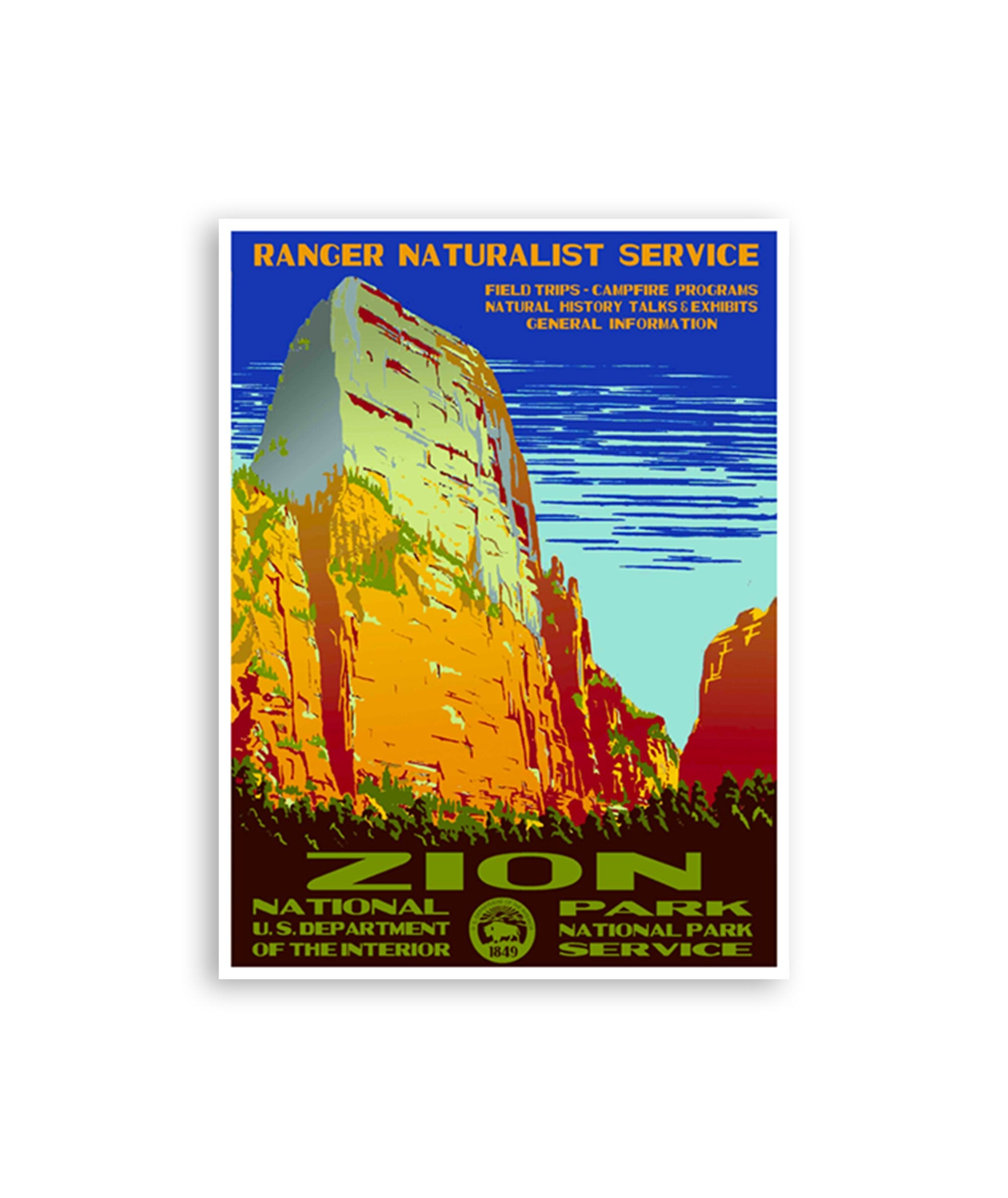 National Parks Poster Zion Utah Travel Art Print Advertising Poster (TR37)