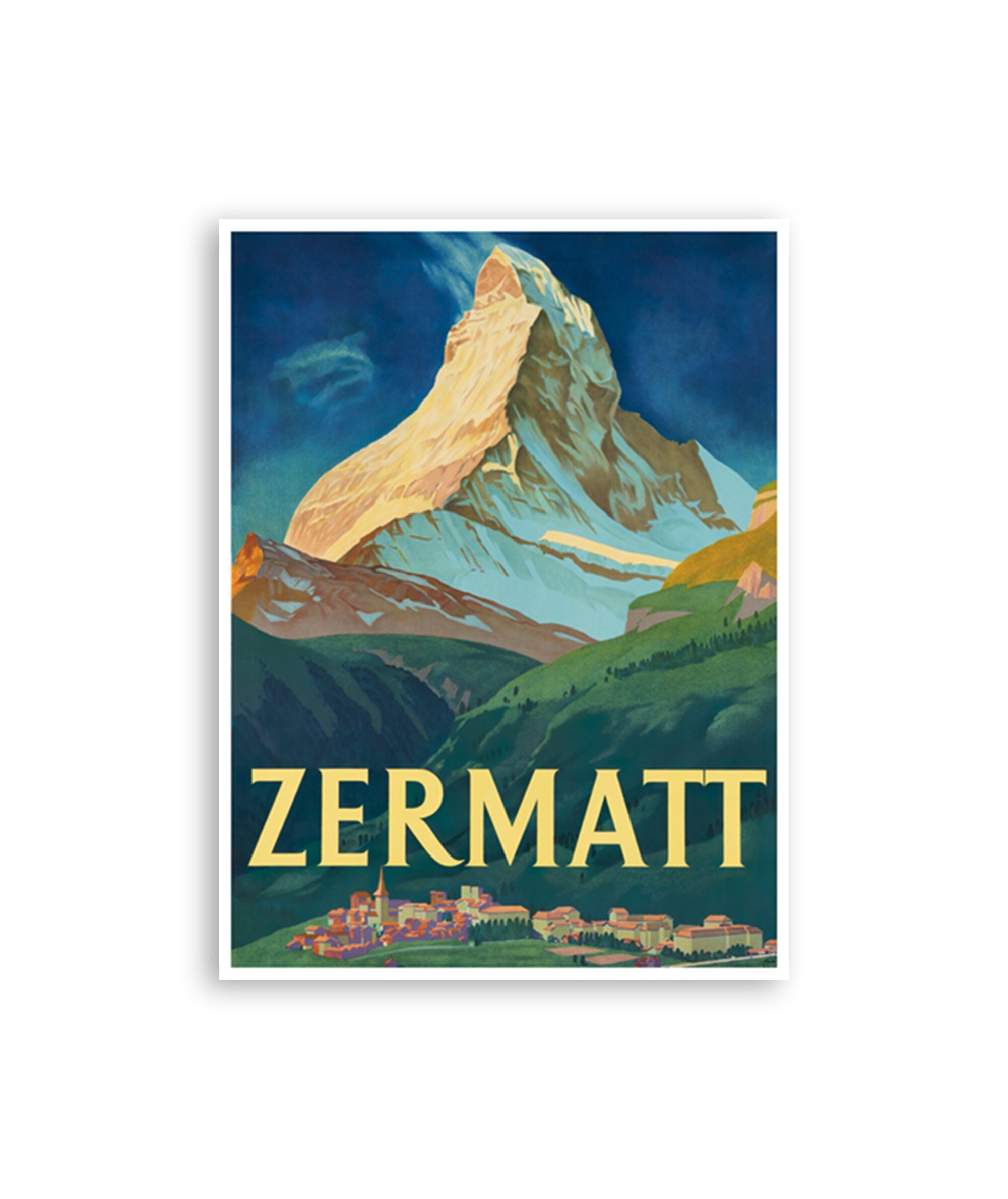 Switzerland Travel Art Print Zermatt Vintage Swiss Home Decor Poster (ZT128)