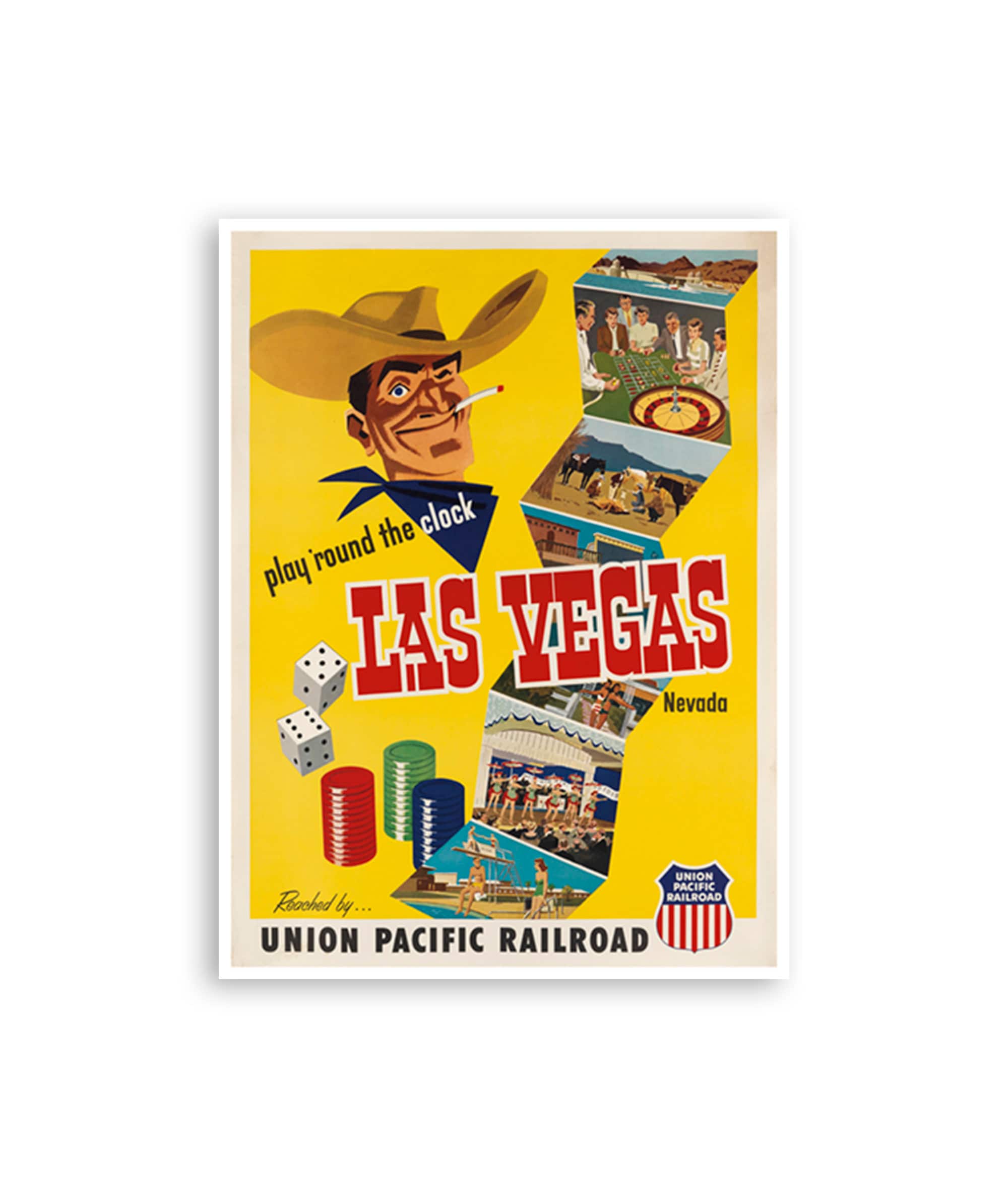 Las Vegas Print Vintage Nevada Poster Vegas Travel Art (H1043)