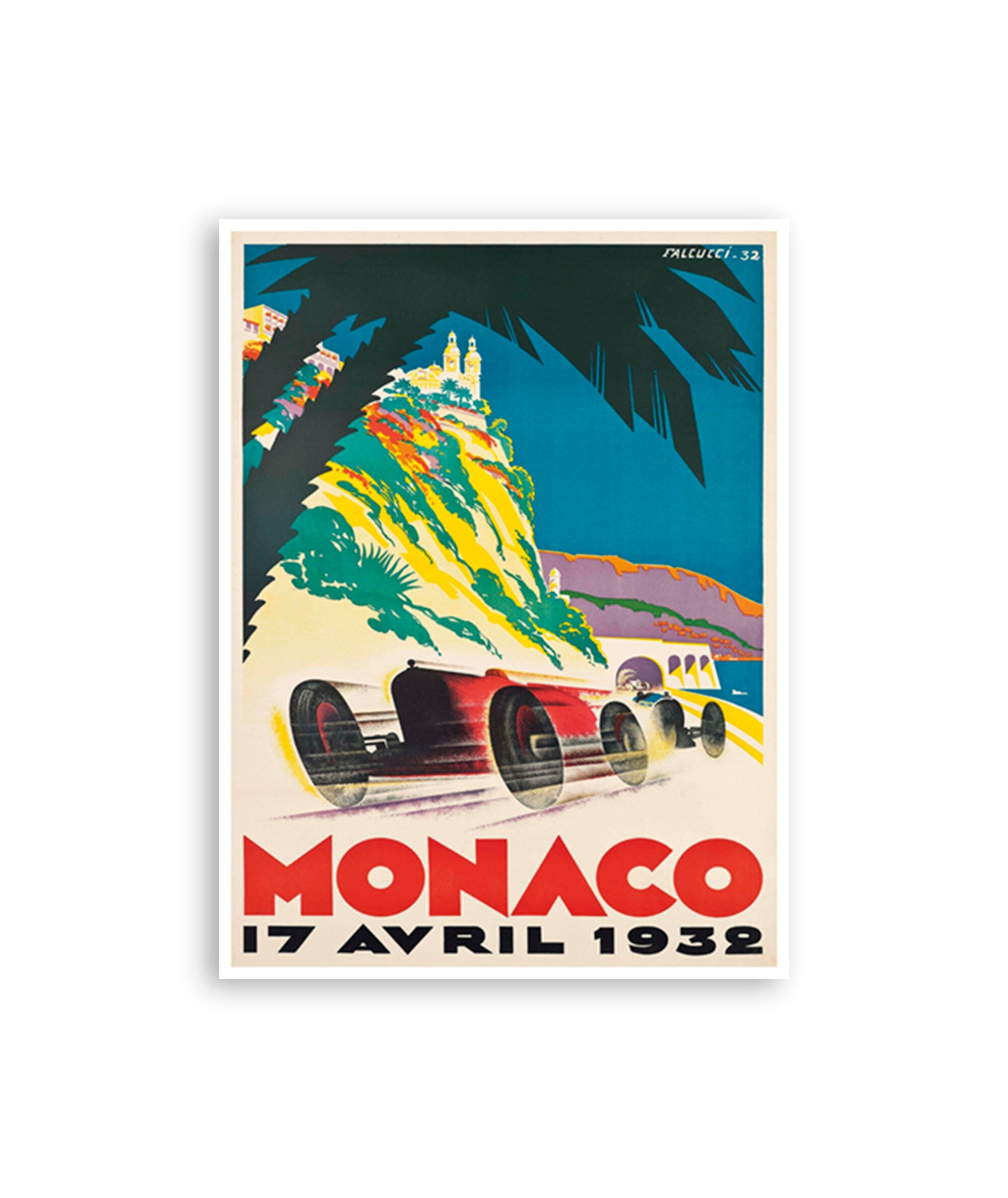 Vintage Monaco Art Race Car Poster Motorsports Retro Print (H1033)