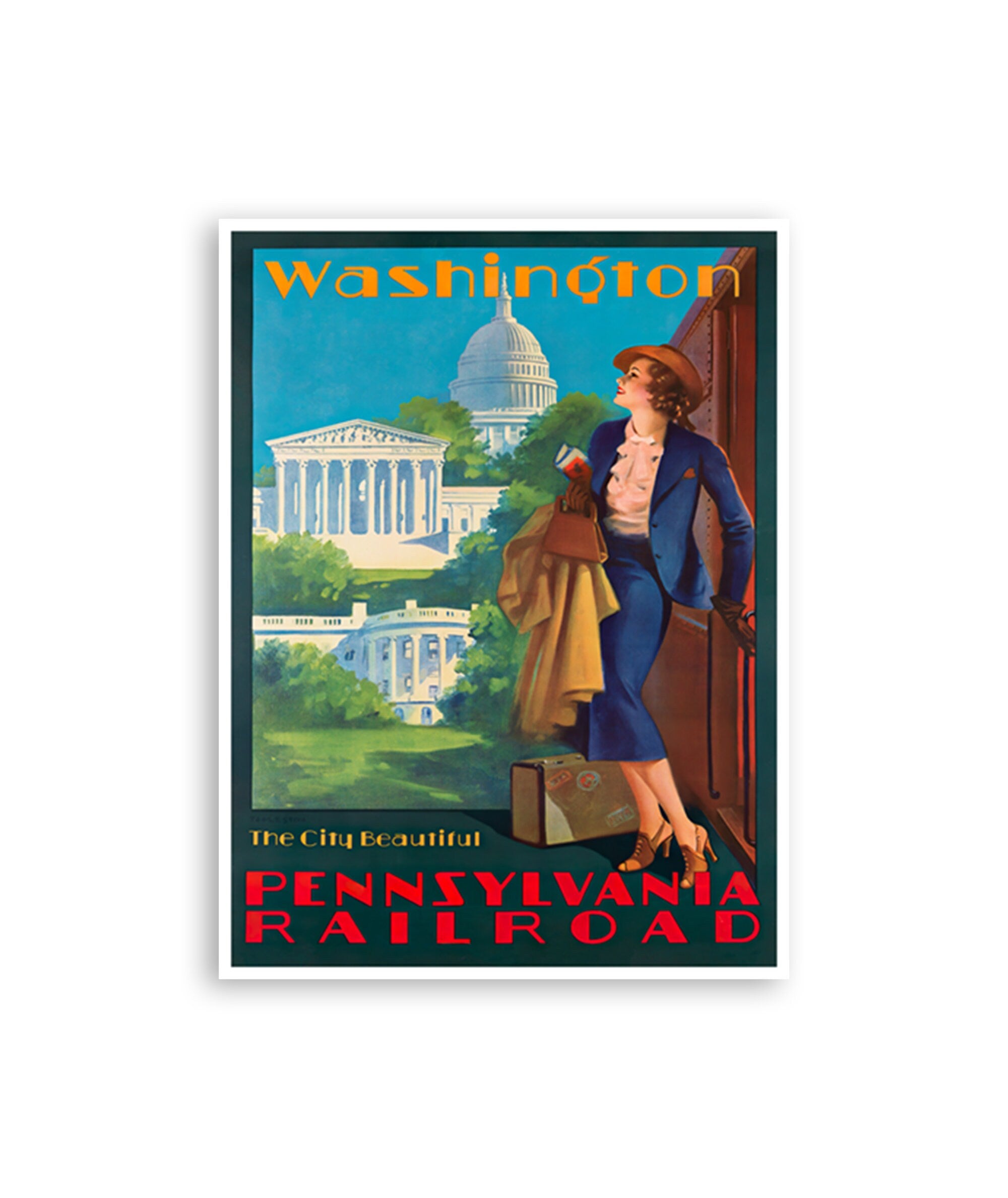 Washington DC Art Vintage Washington Travel Poster Print Wall Decor Living Room Sign (XR4165)