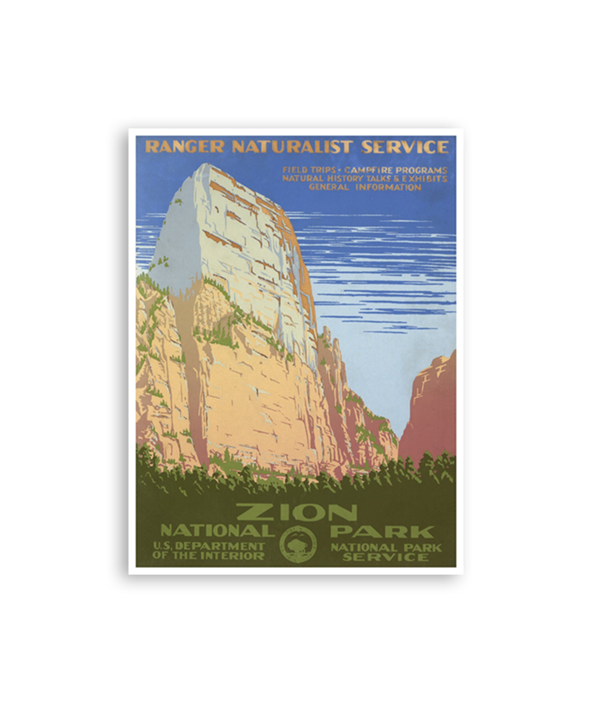Vintage Zion Art Zion National Park Print Retro Travel Poster Home Decor (XR2055)