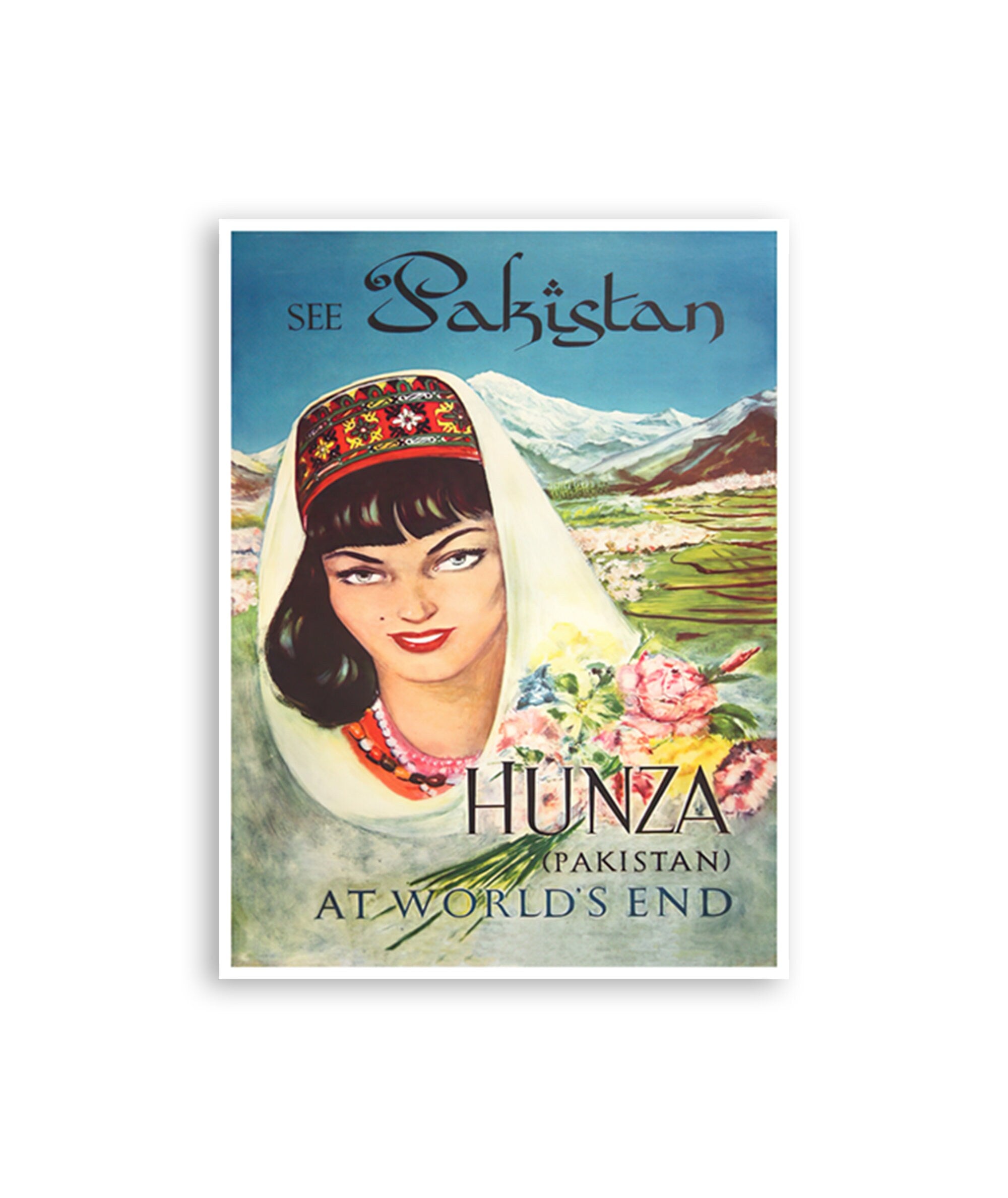 Pakistan Travel Art Hunza Valley Poster Vintage Middle Eastern Print (XR4192)