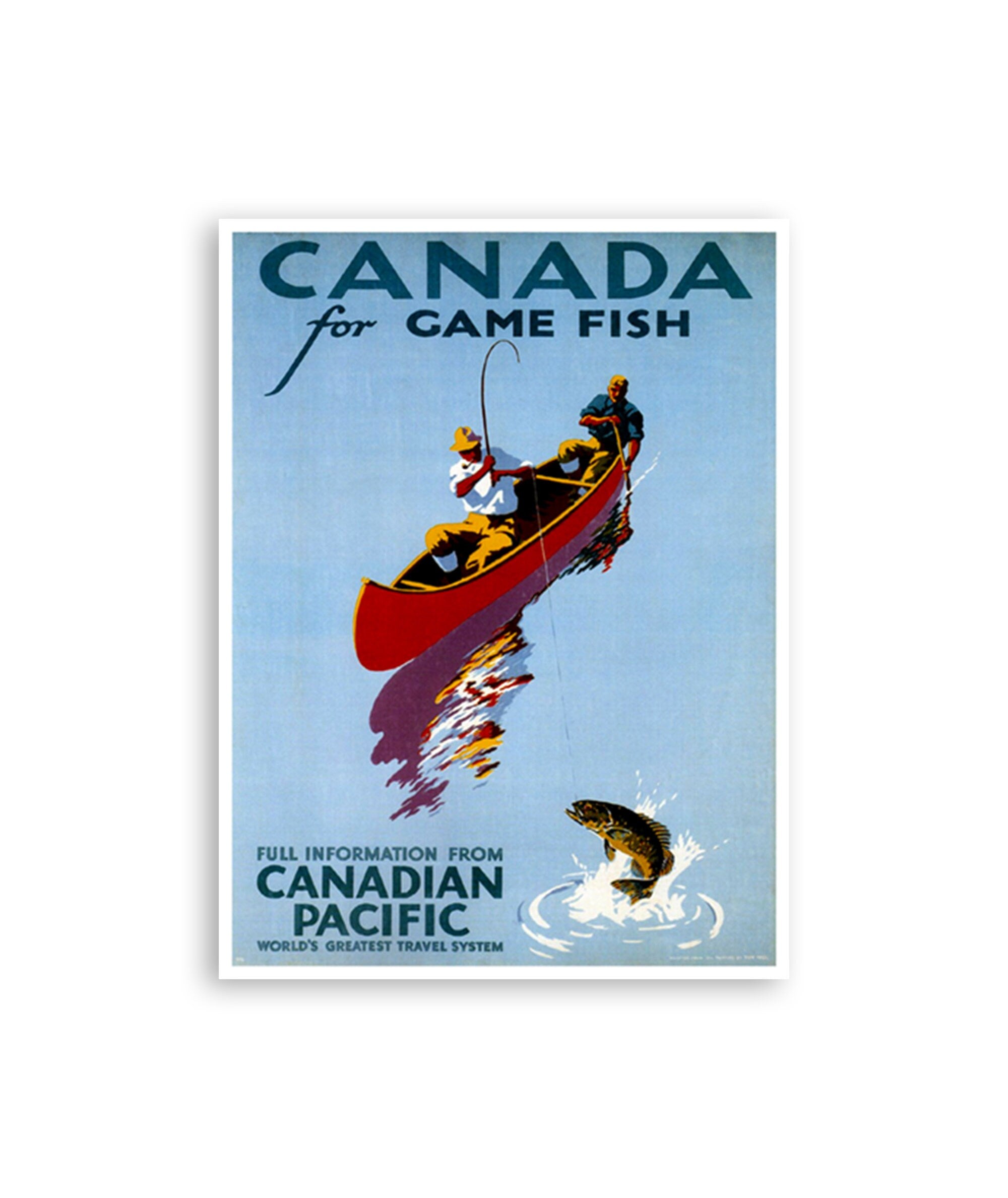 Canada Travel Poster Fishing Art Retro Decor Print (H206)