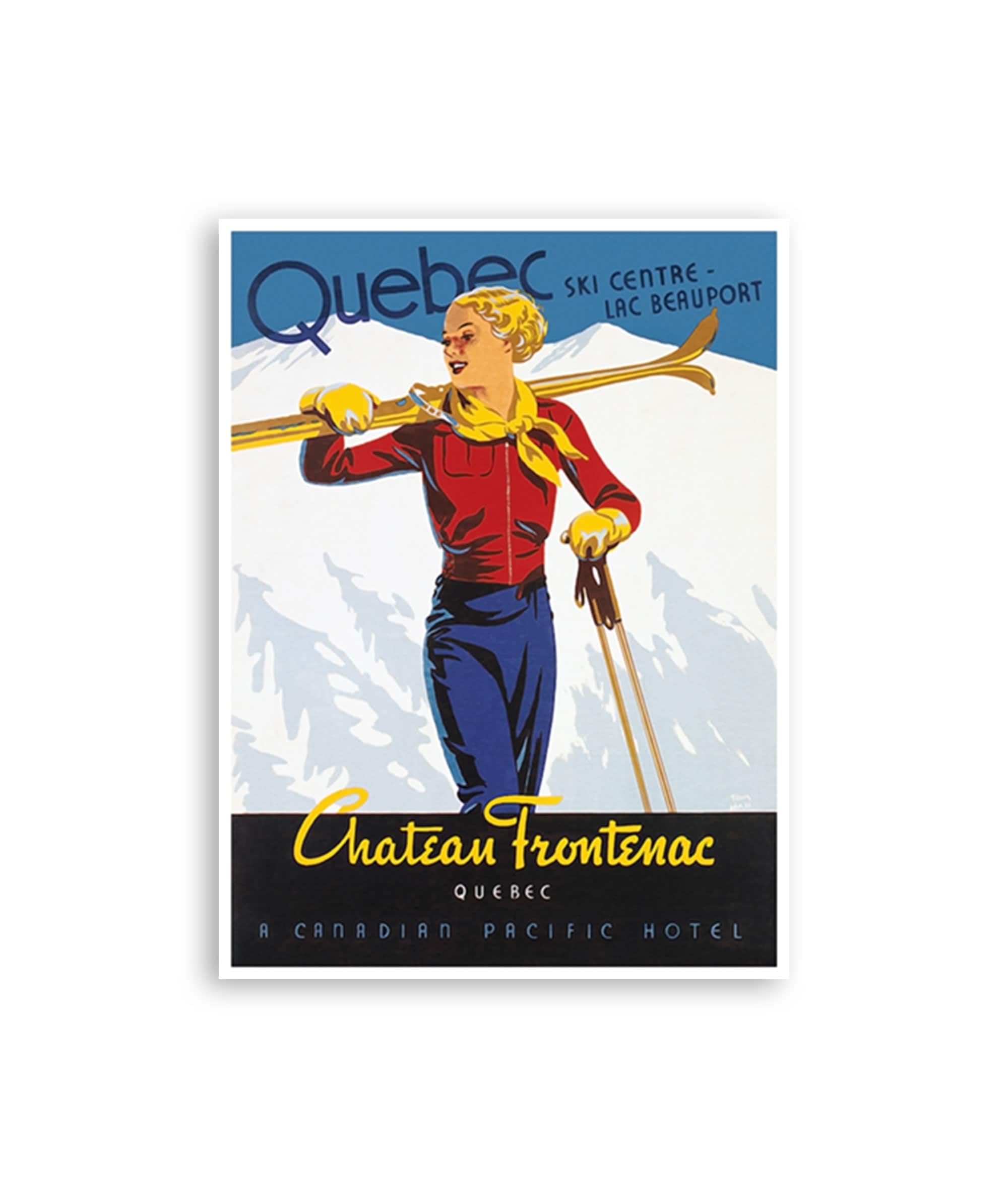 Quebec Ski Poster Canada Travel Poster Chateau Frontenac Print (H963)