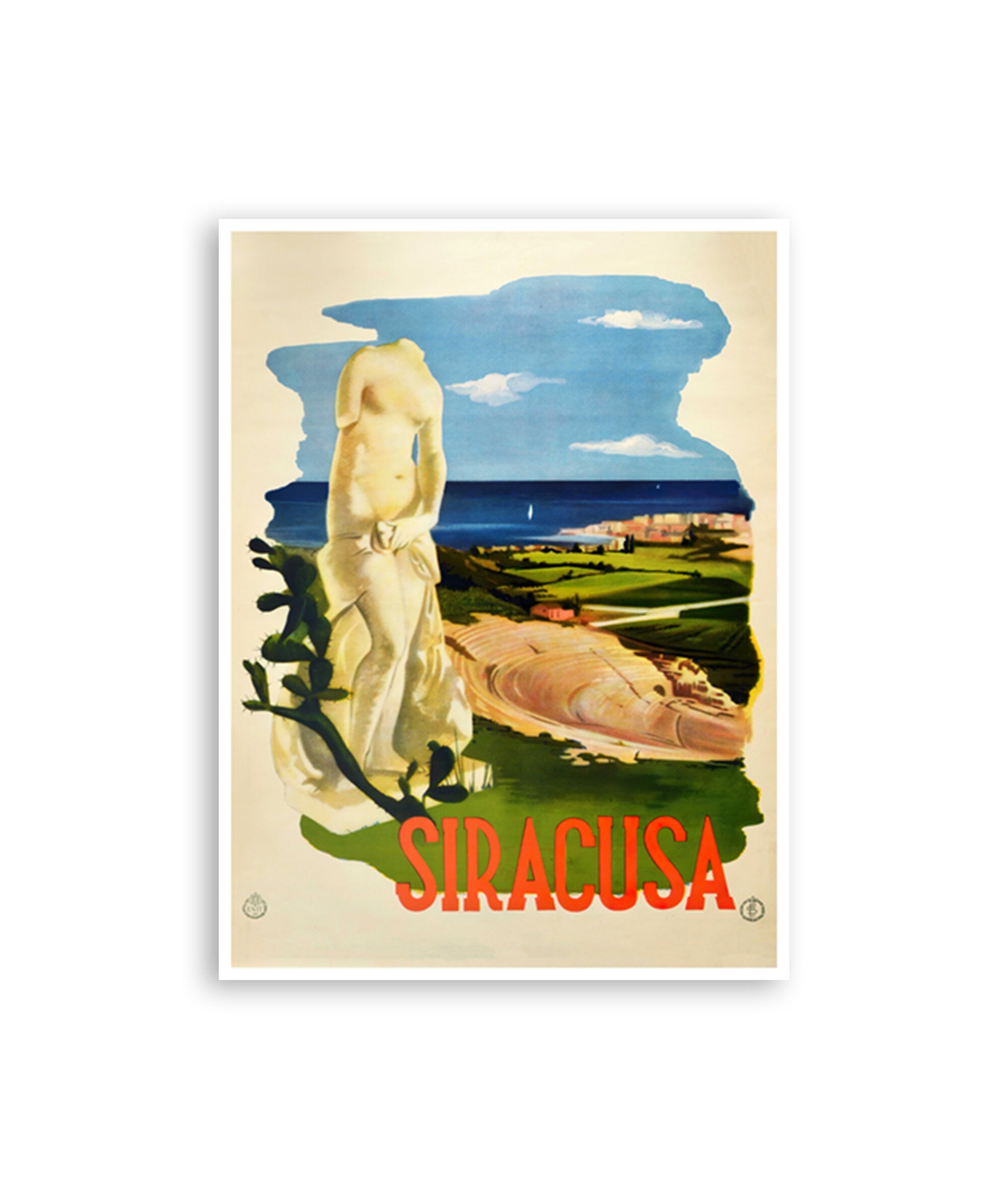 Syracuse Italy Art Vintage Italian Print Travel Poster Italy (XR4224)