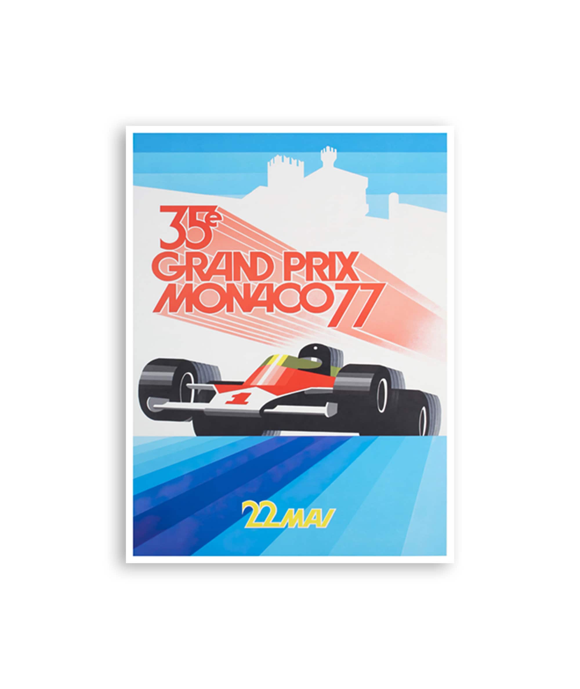 Monaco Racing Poster Race Car Art 1977 Sports Print Vintage Grand Prix Sign (H1377)