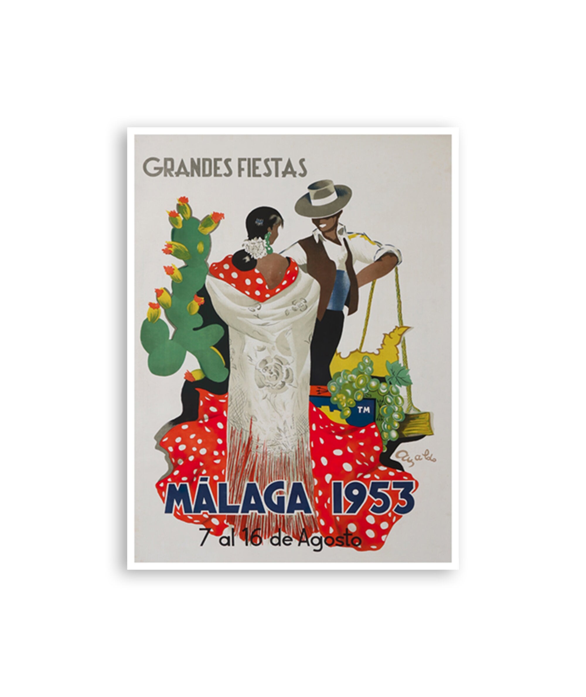 Malaga Festival Art Vintage Spanish Decor Fiesta Print Travel Poster (XR4324)