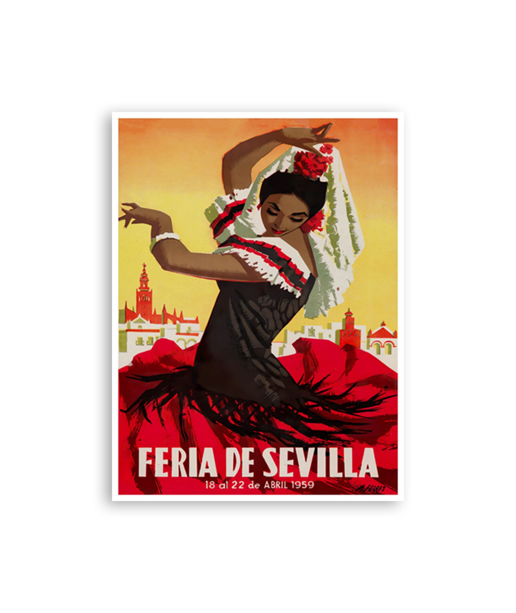 Seville Travel Poster Vintage Spain Print Spanish Art Festival Sign (XR4287)