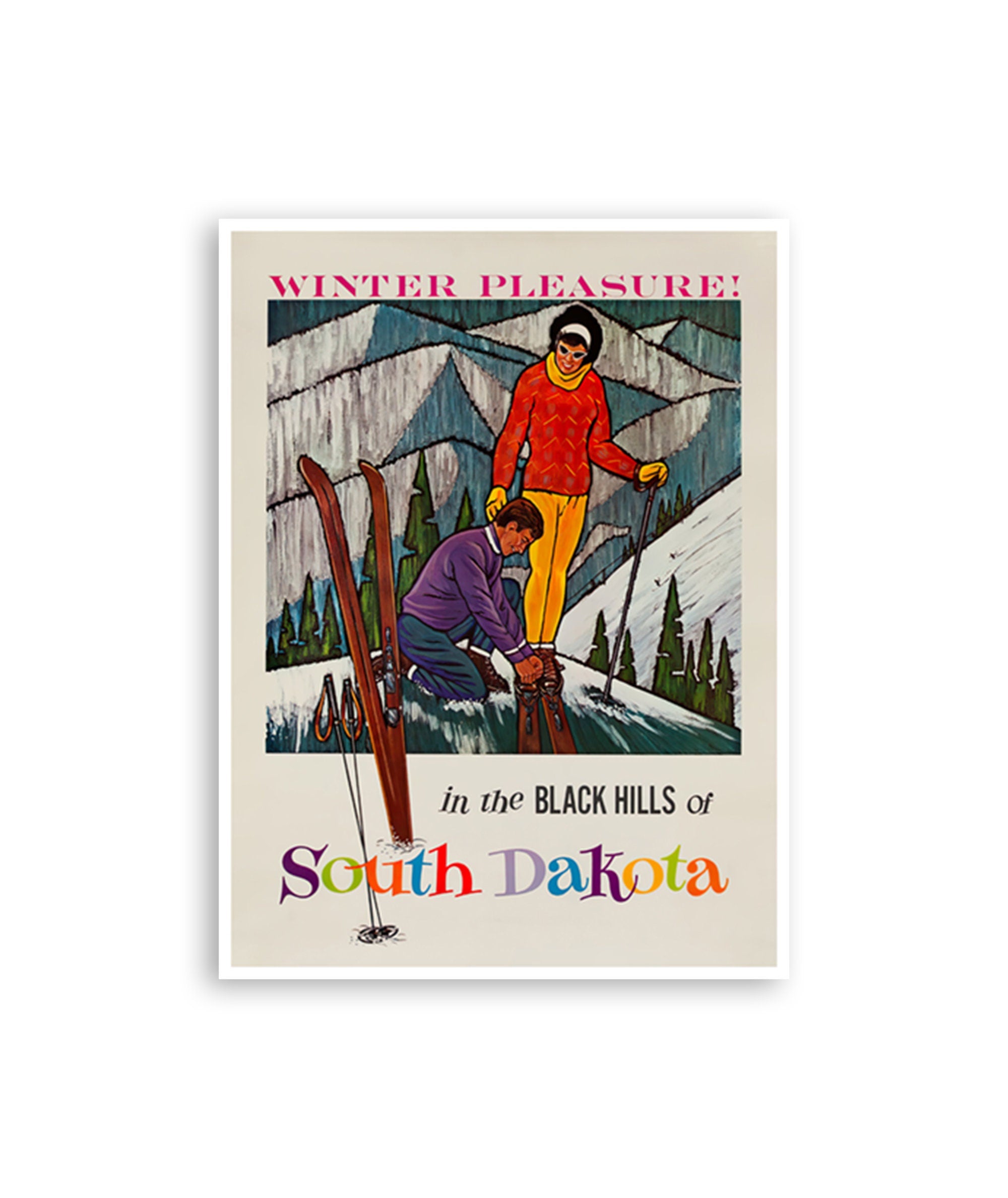 South Dakota Ski Poster Vintage Black Hills Skiing Art Print (H1370)