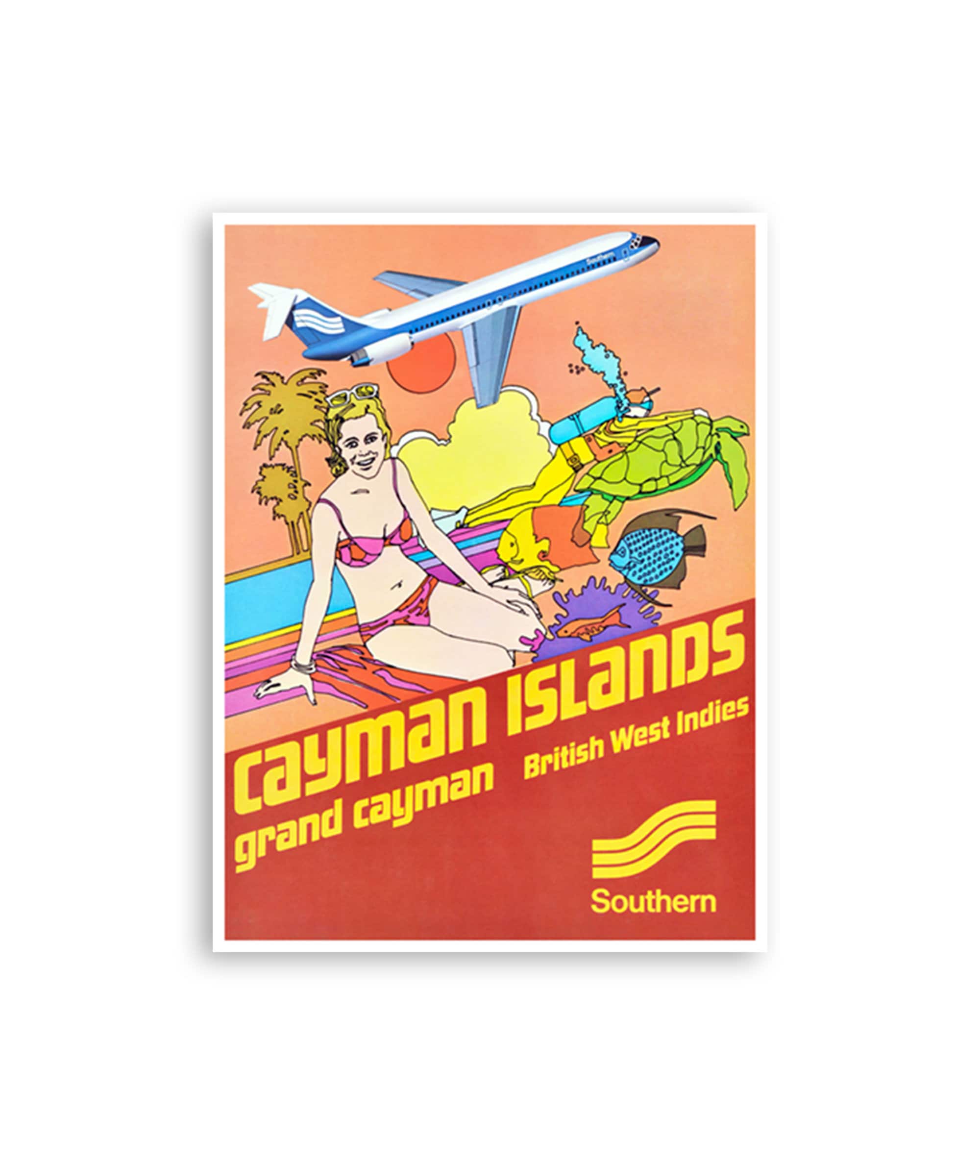 Cayman Islands Art Vintage Caribbean Print Grand Cayman Poster (H1401)