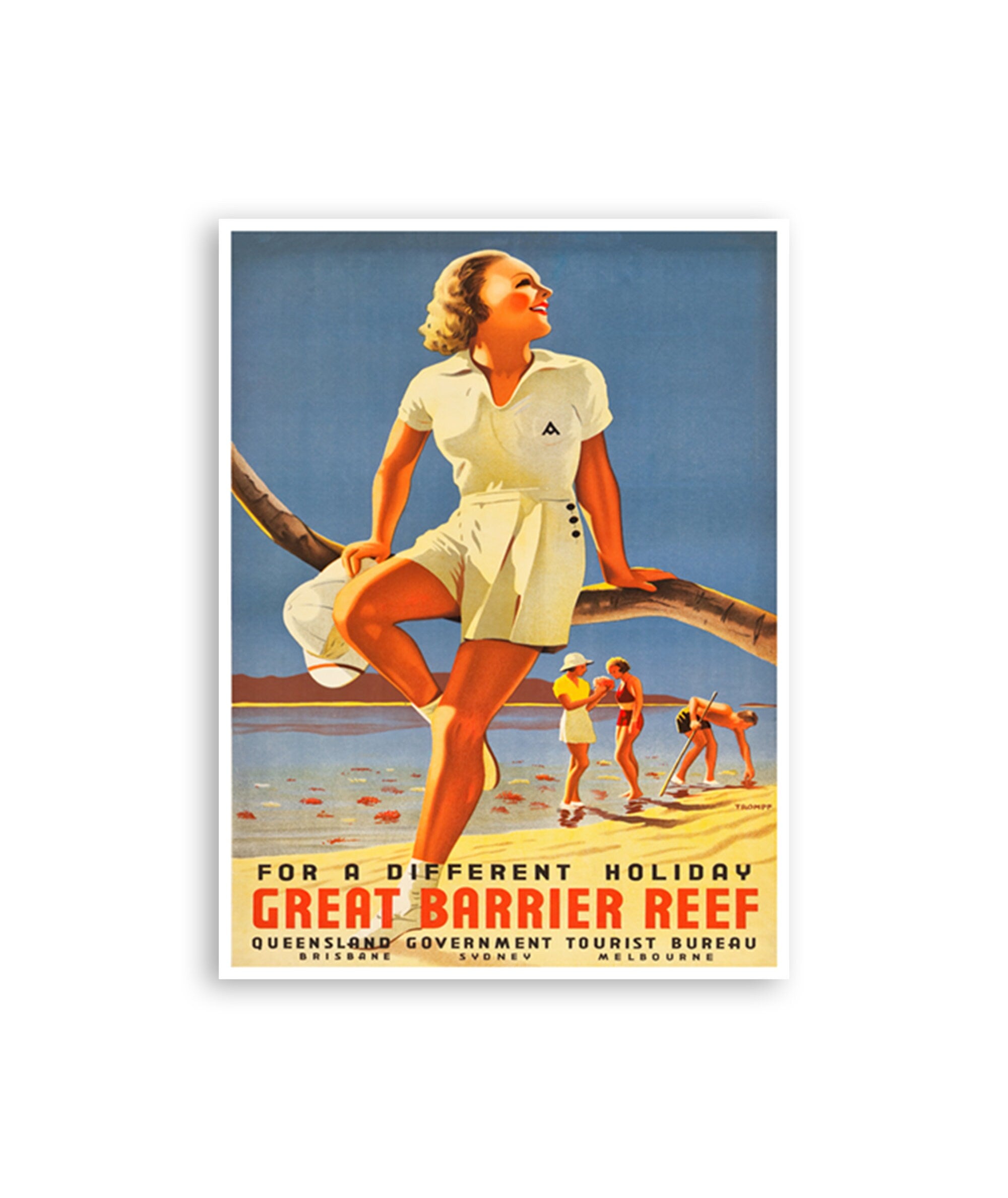Great Barrier Reef Art Australia Travel Poster Vintage Australian Print Retro (XR4413)