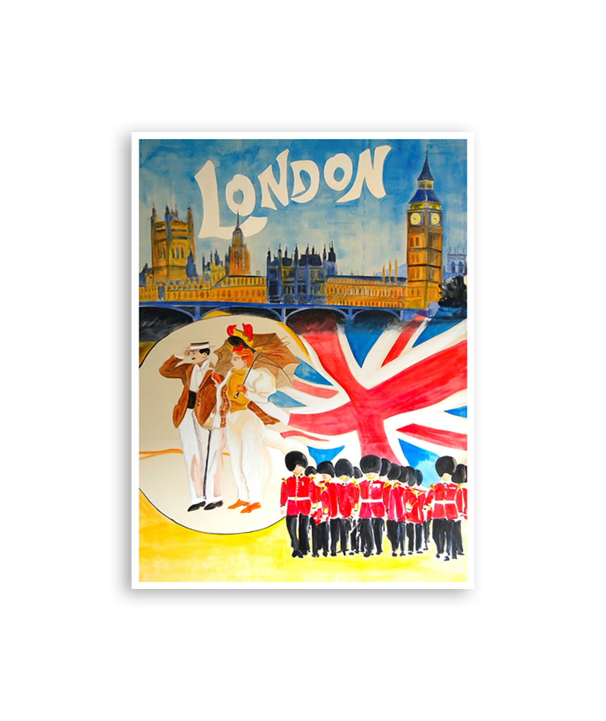 Vintage London Art England Travel Poster Retro UK Print English Gift (XR4379)